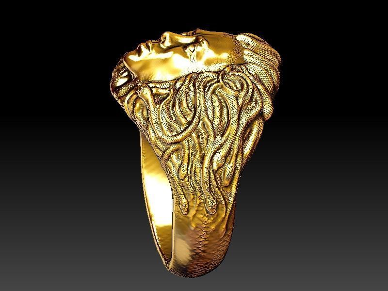 Medusa Gorgone Ring 3D print model_3