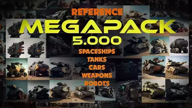 5 000 Spaceships Tanks Cars Weapons Robots references 3D model
