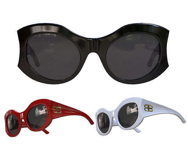 Balenciaga Hourglass Round Sunglasses Low-poly 3D model