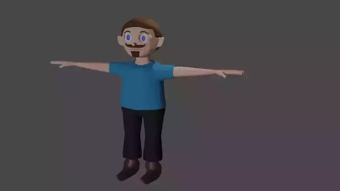 3D SIMPLE CARTOON CHARCTER  MAN WITH BREAD