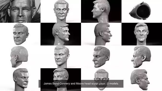 James Bond Connery and Moore head sculpt pack