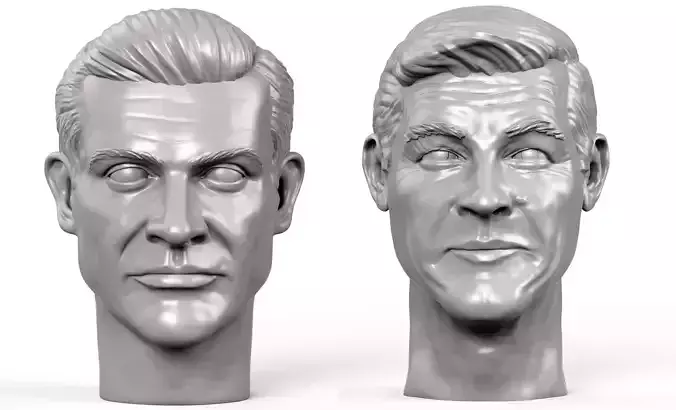 James Bond Connery and Moore head sculpt pack 3D Model Collection