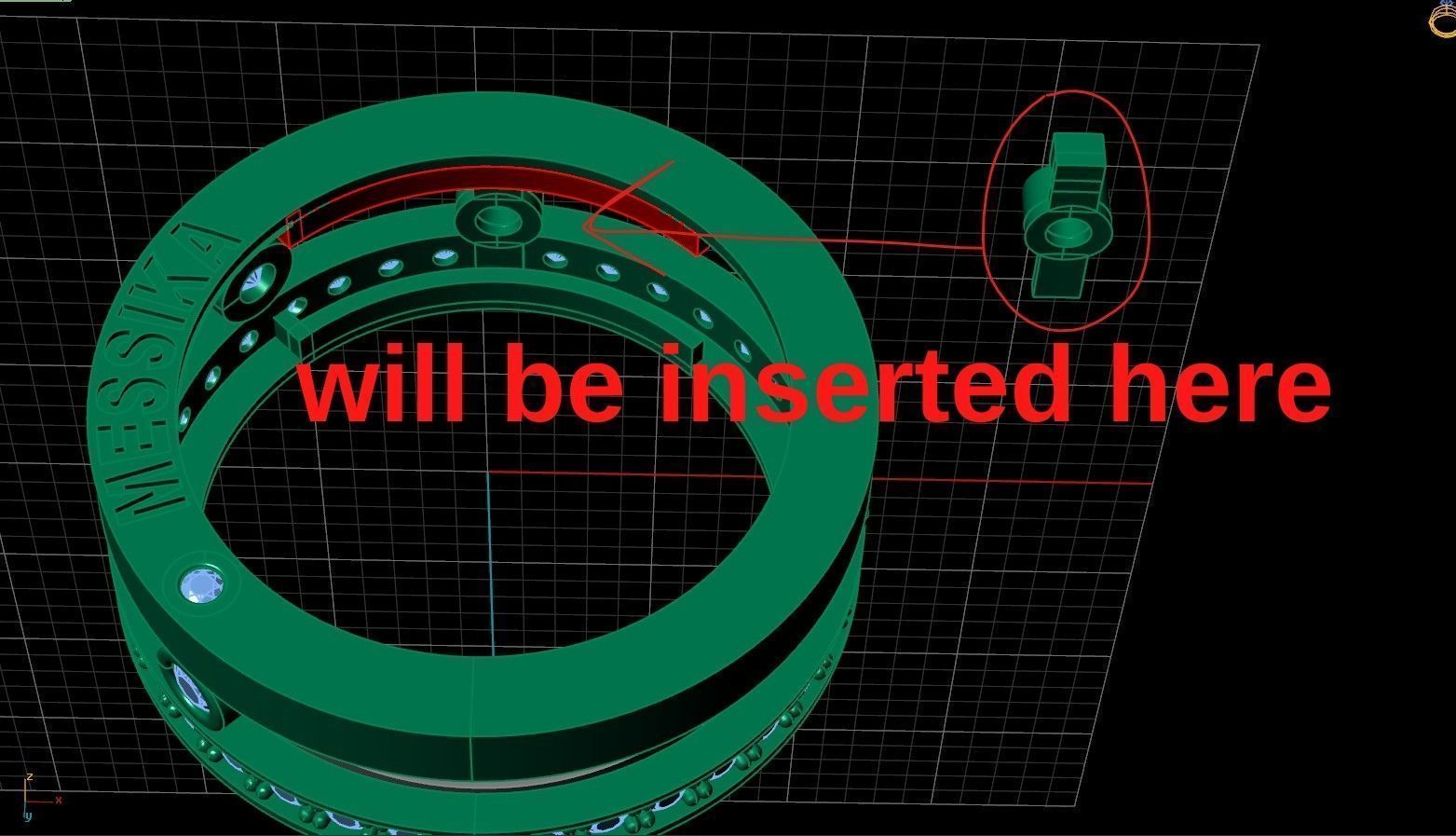 ring sliding stone mesika 3D print model_7