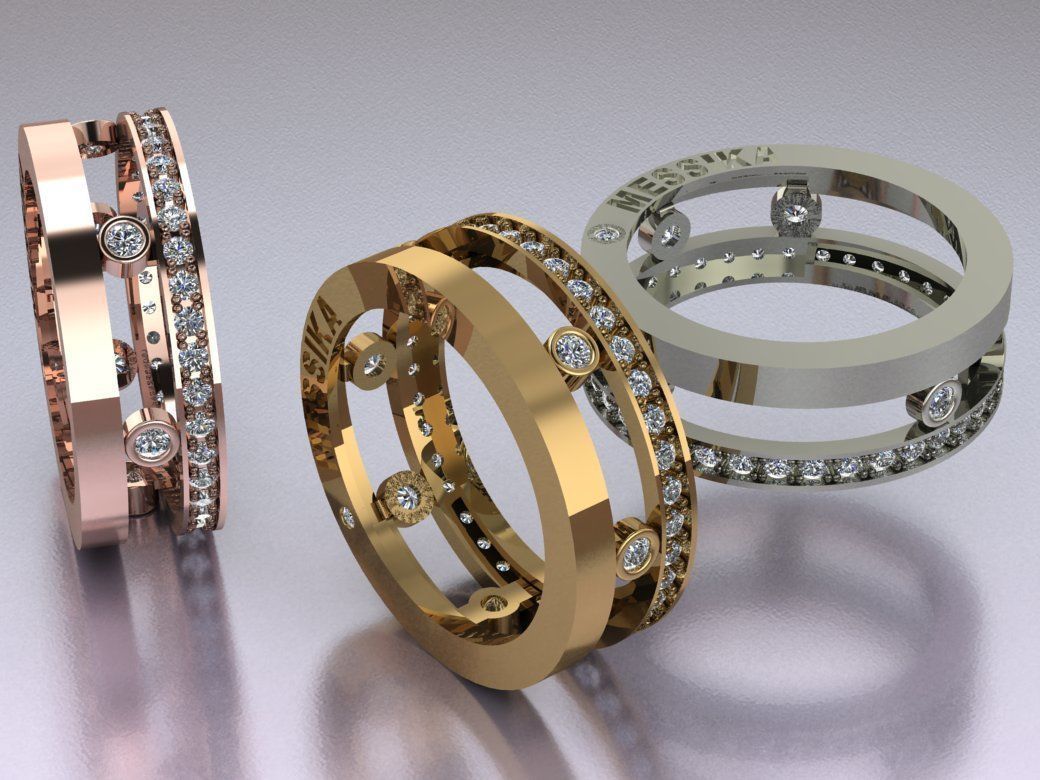 ring sliding stone mesika 3D print model_4