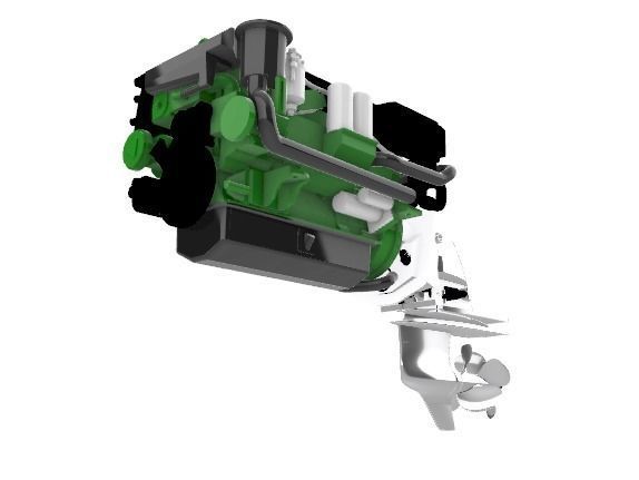 Engine Volvo-Penta 340 HP 3D print model_2