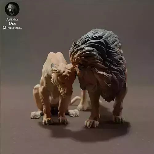 Lion and Lioness Cuddle 3D print model