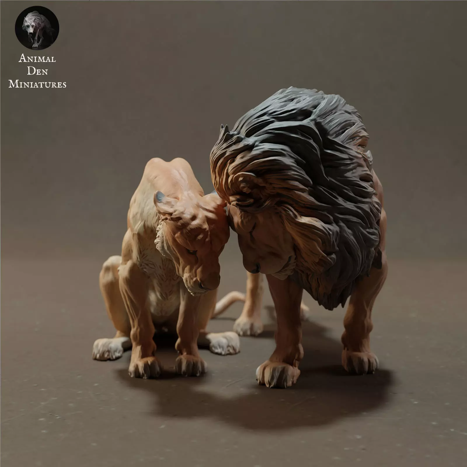 Lion and Lioness Cuddle 3D print model_0