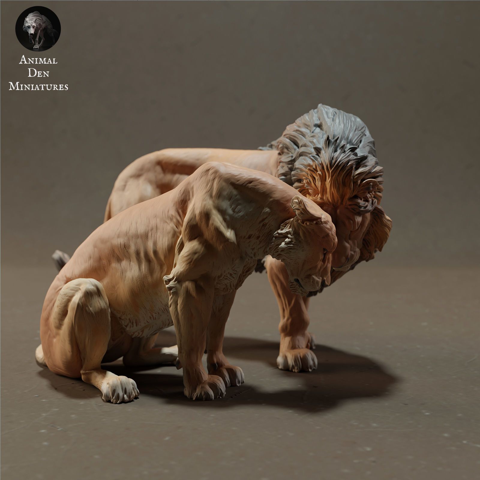 Lion and Lioness Cuddle 3D print model_1