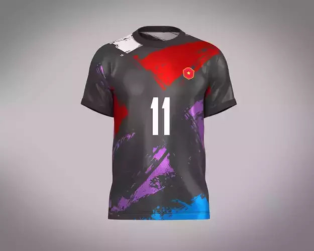 Soccer Football Ash with Multi color Jersey Player-11