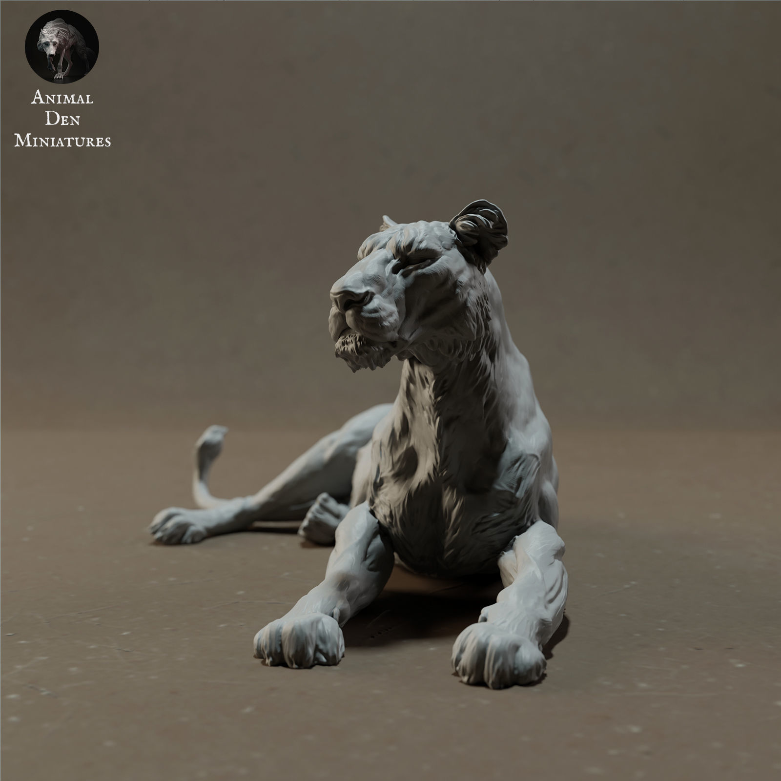 Lioness Lying 3D print model_4
