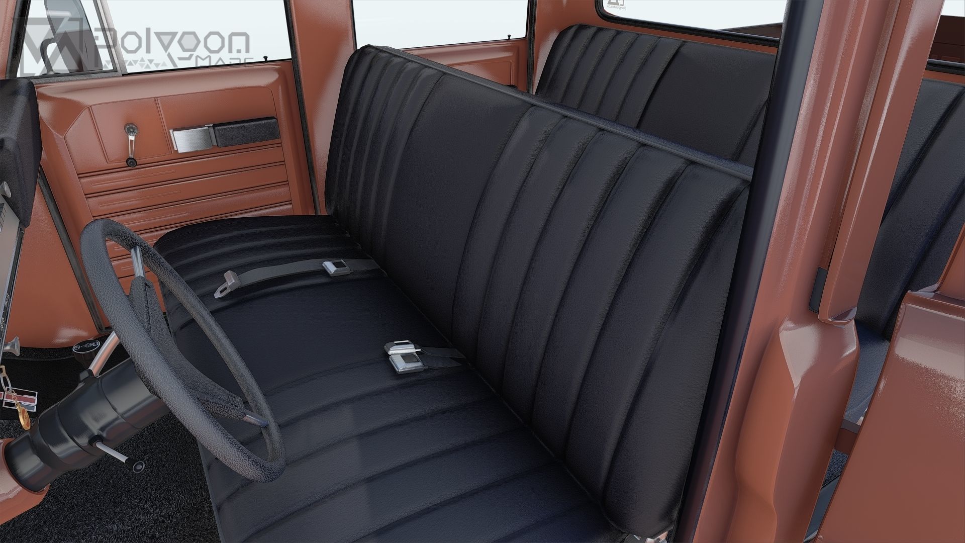 International Haervester Travelette Crew Cab Full Interior 3D model_36