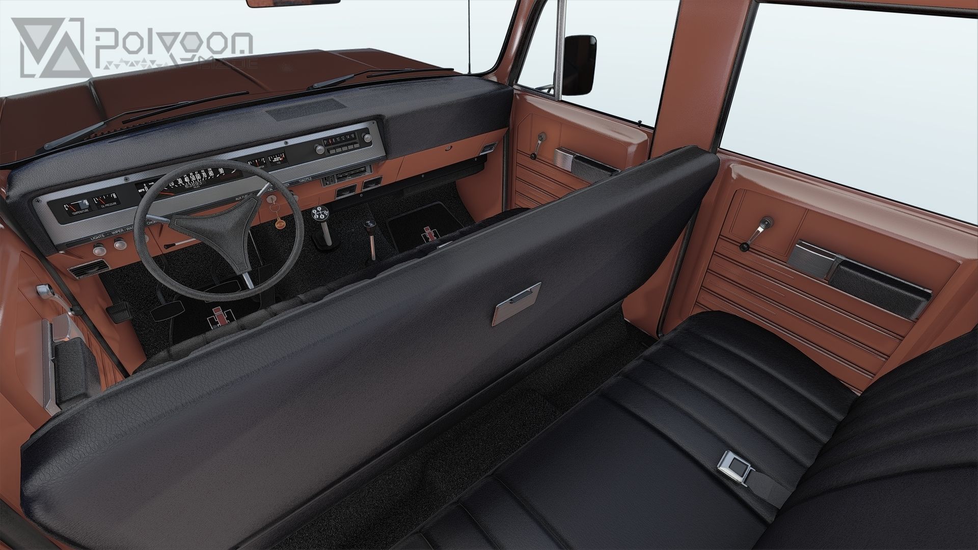 International Haervester Travelette Crew Cab Full Interior 3D model_34