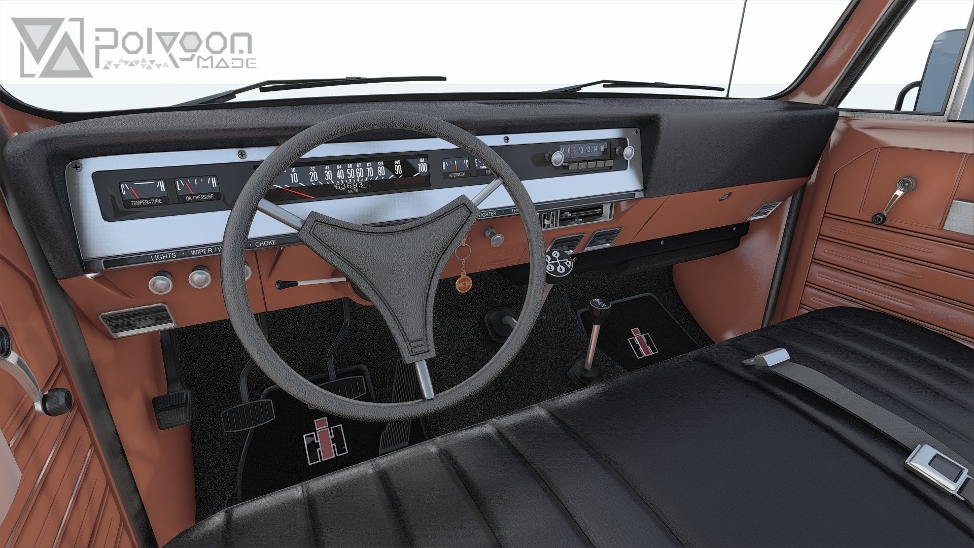 International Haervester Travelette Crew Cab Full Interior 3D model_37