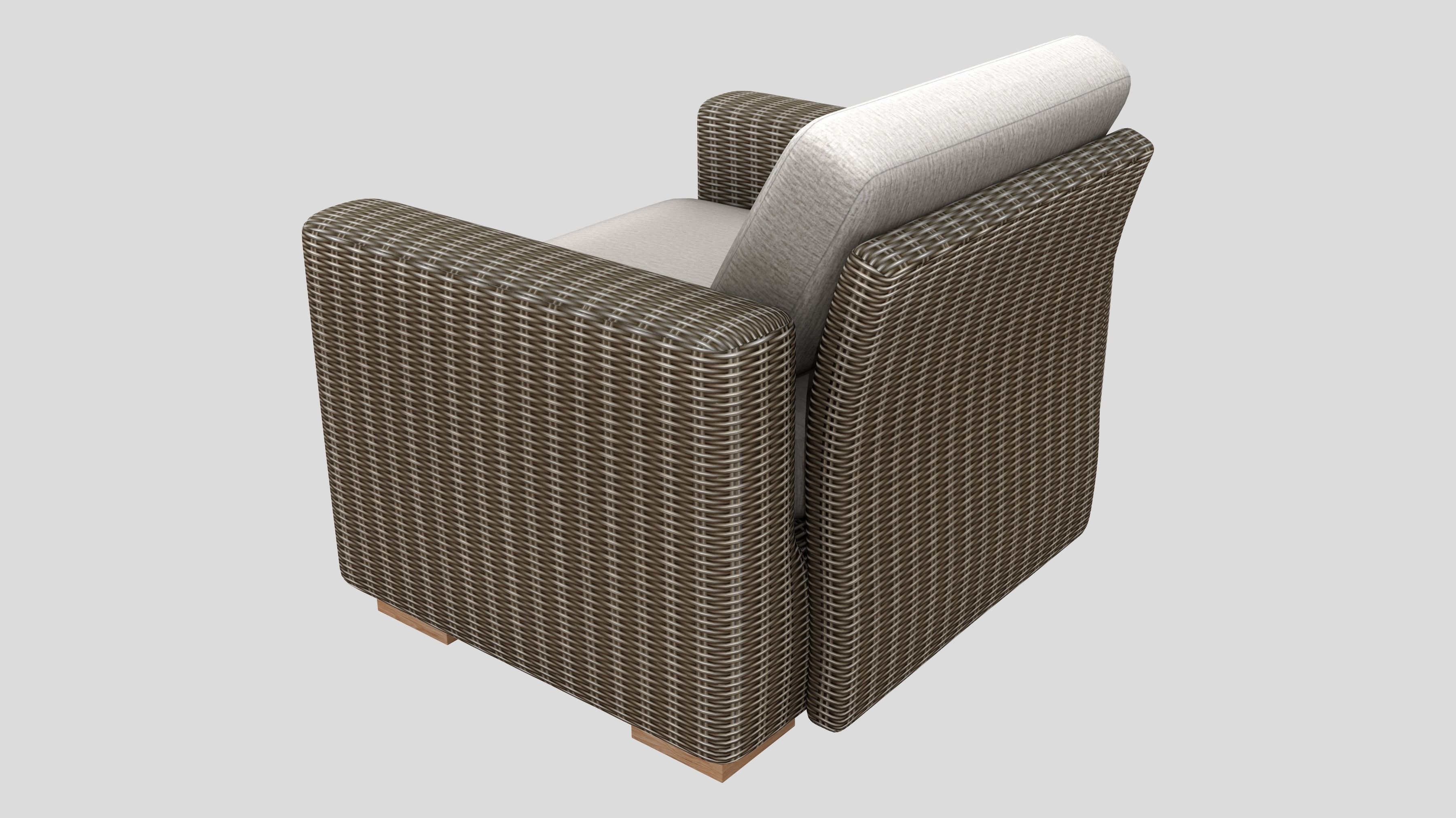 Outdoor Rattan Armchair Low-poly 3D model_6