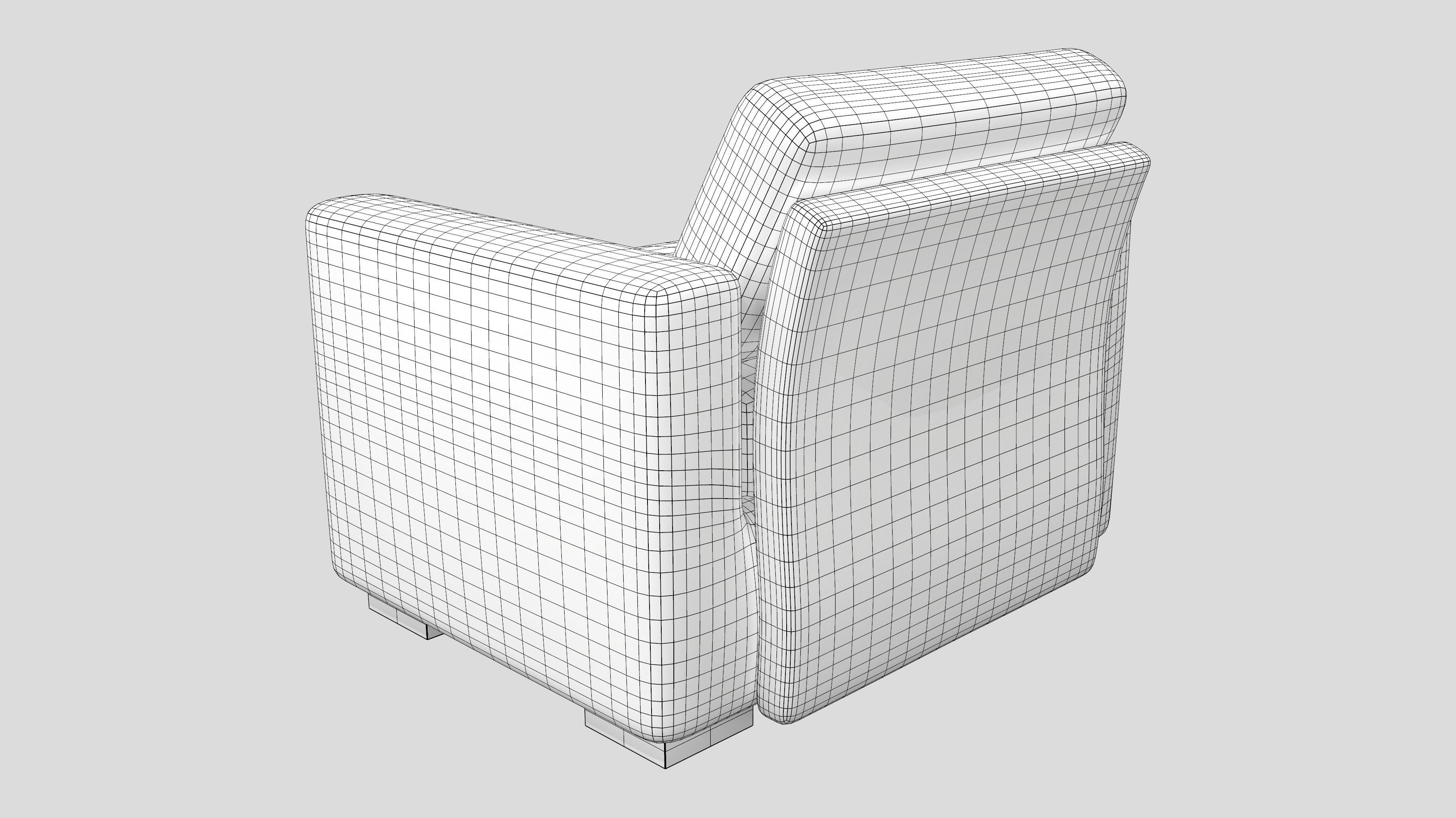 Outdoor Rattan Armchair Low-poly 3D model_8