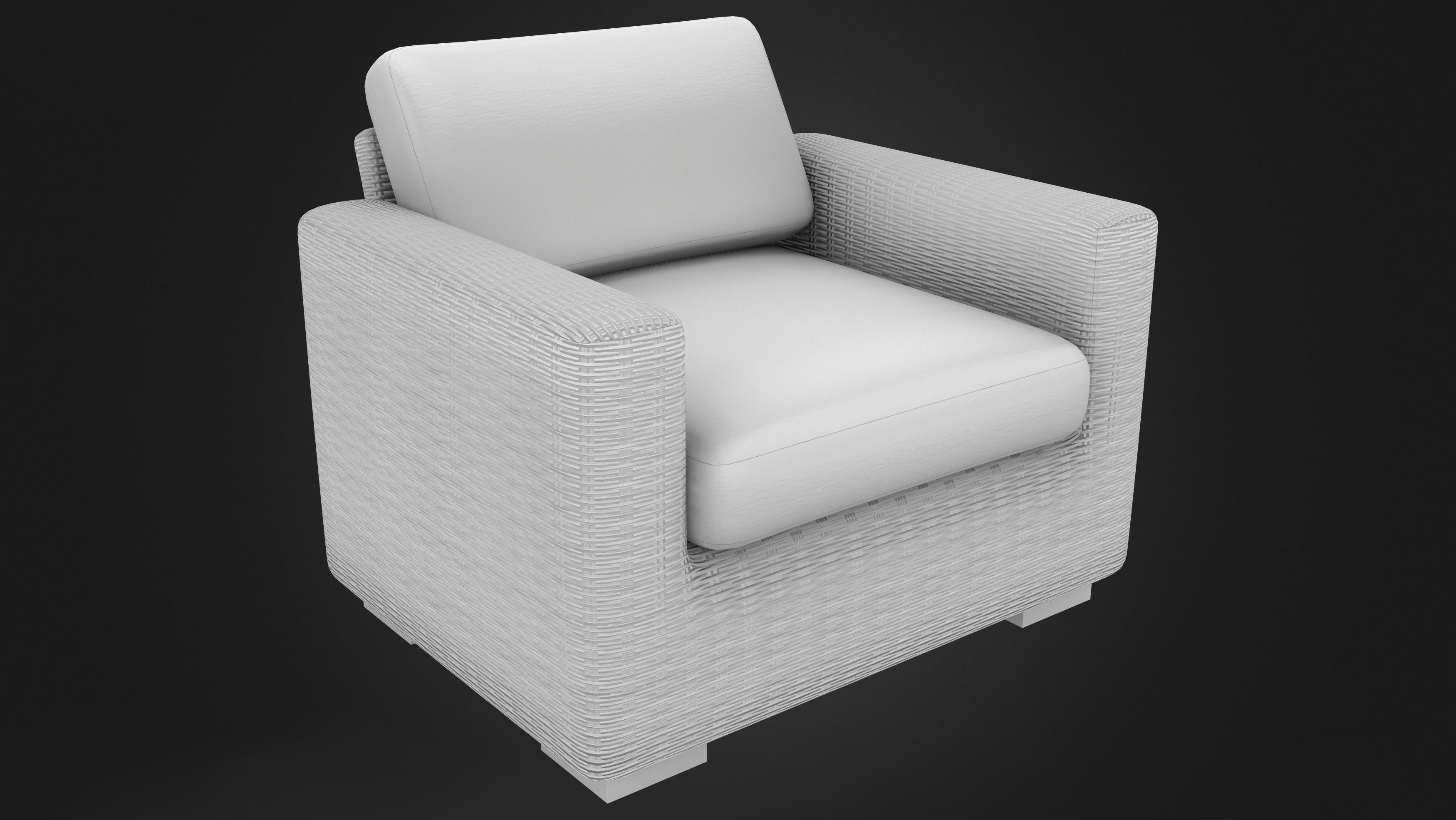 Outdoor Rattan Armchair Low-poly 3D model_9