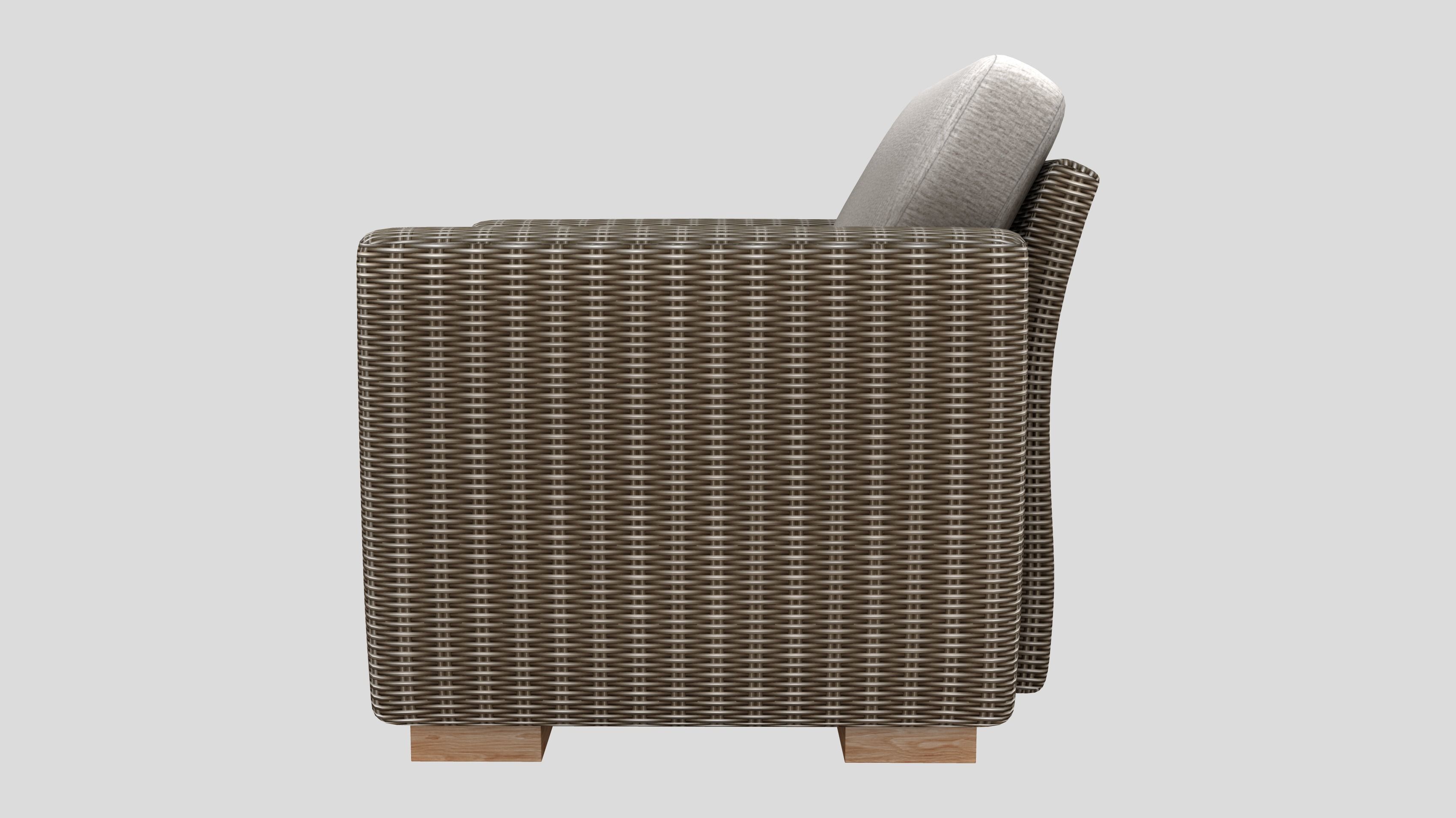 Outdoor Rattan Armchair Low-poly 3D model_4