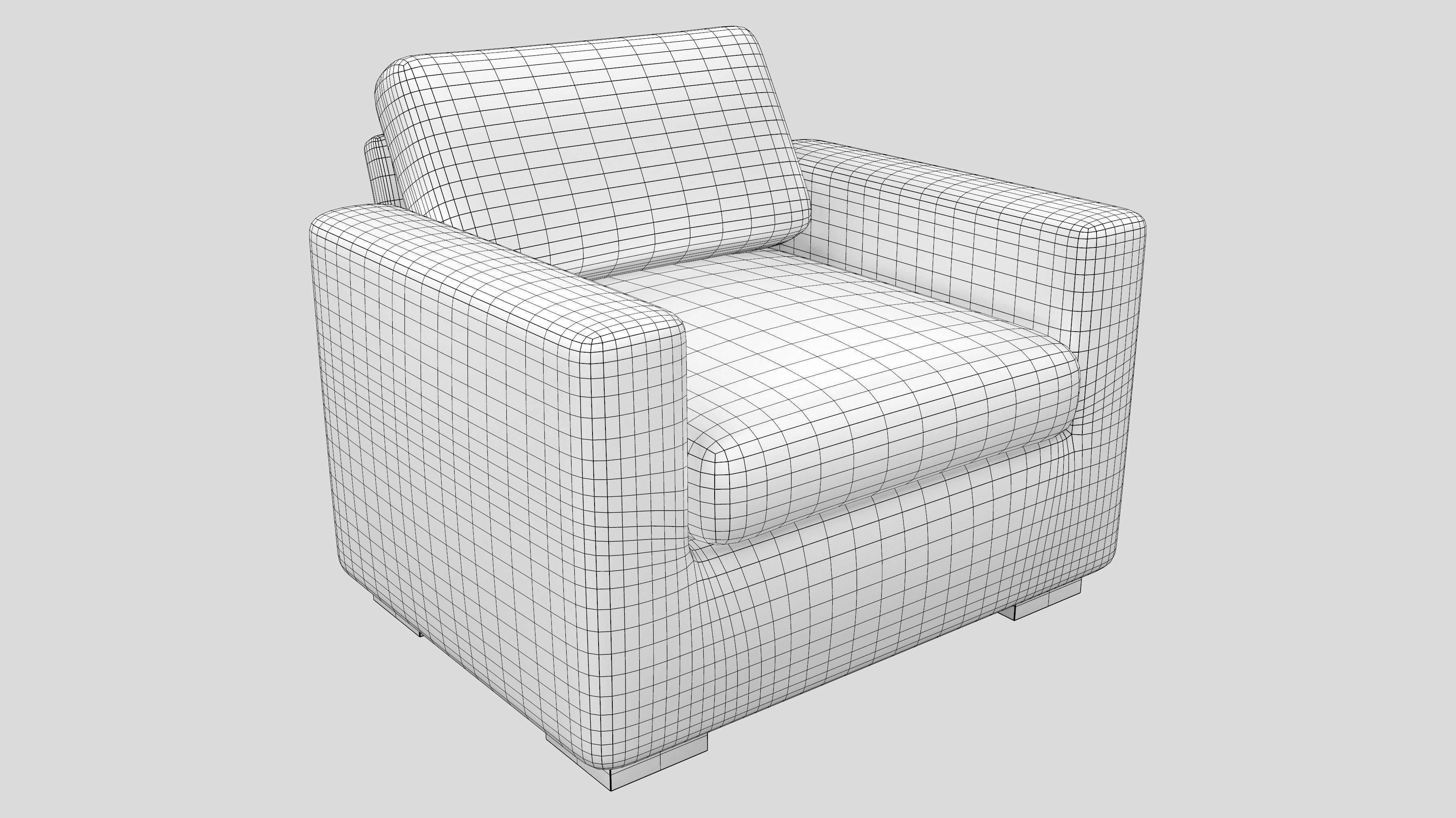 Outdoor Rattan Armchair Low-poly 3D model_7