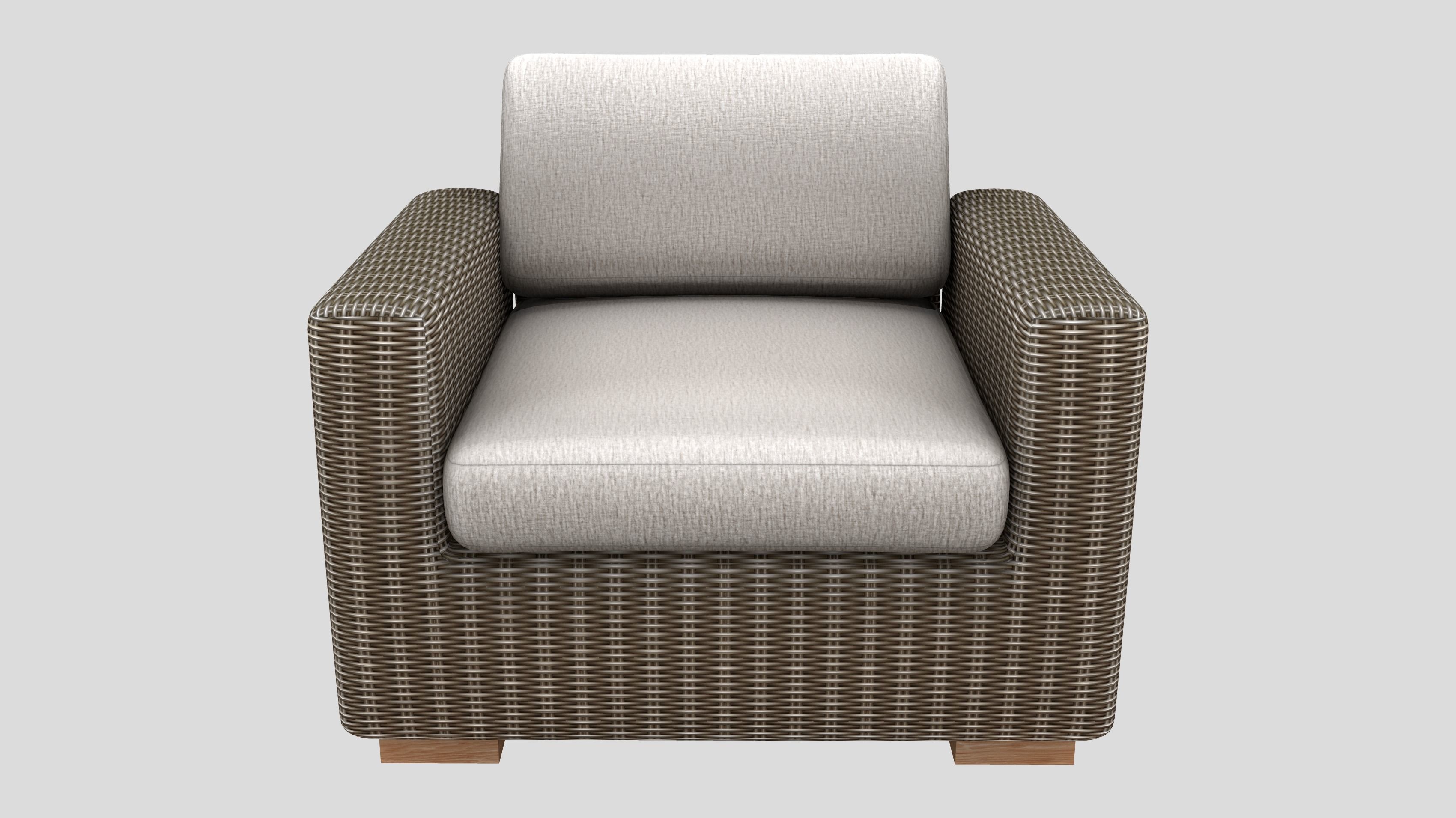 Outdoor Rattan Armchair Low-poly 3D model_3