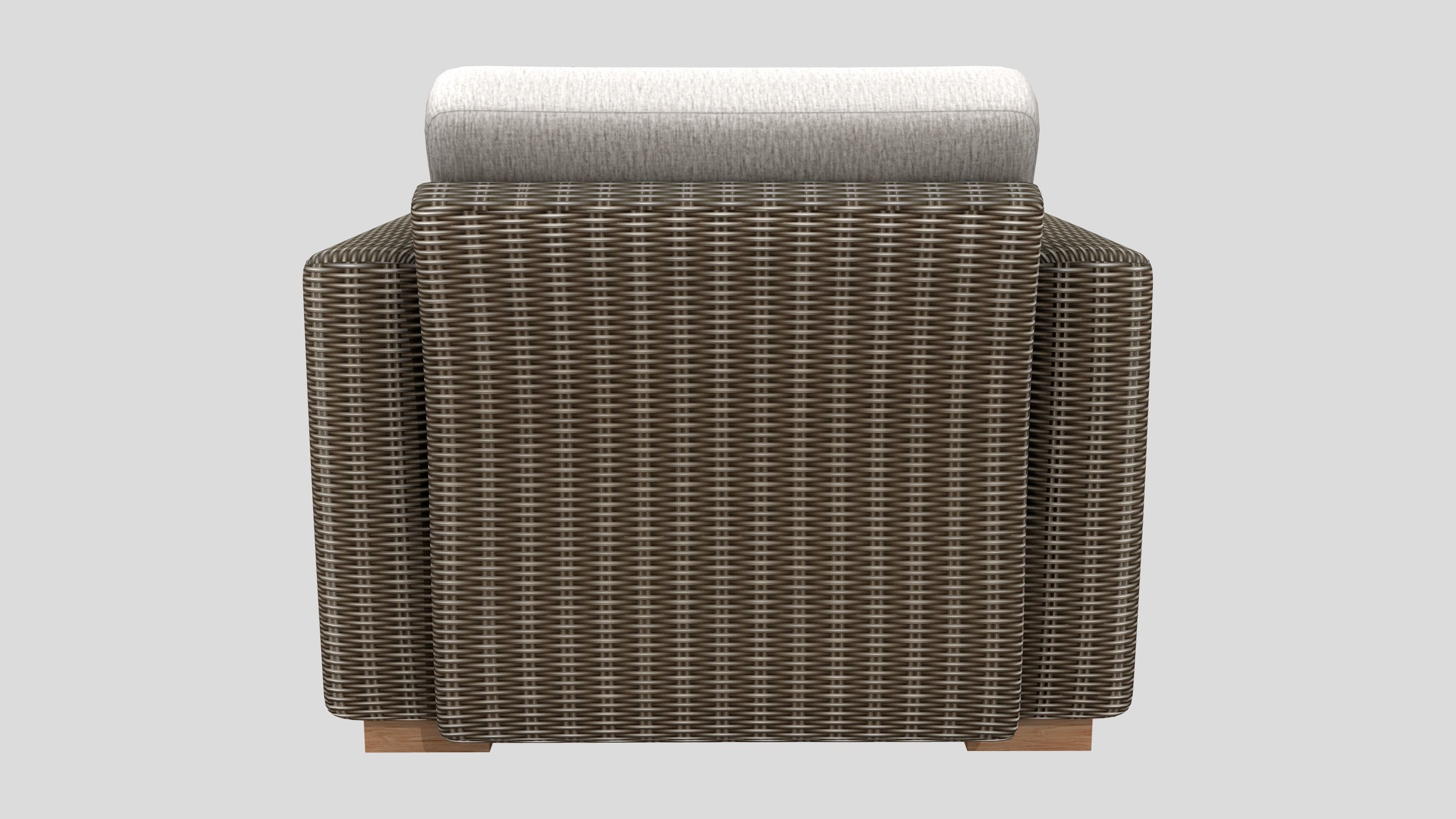 Outdoor Rattan Armchair Low-poly 3D model_5