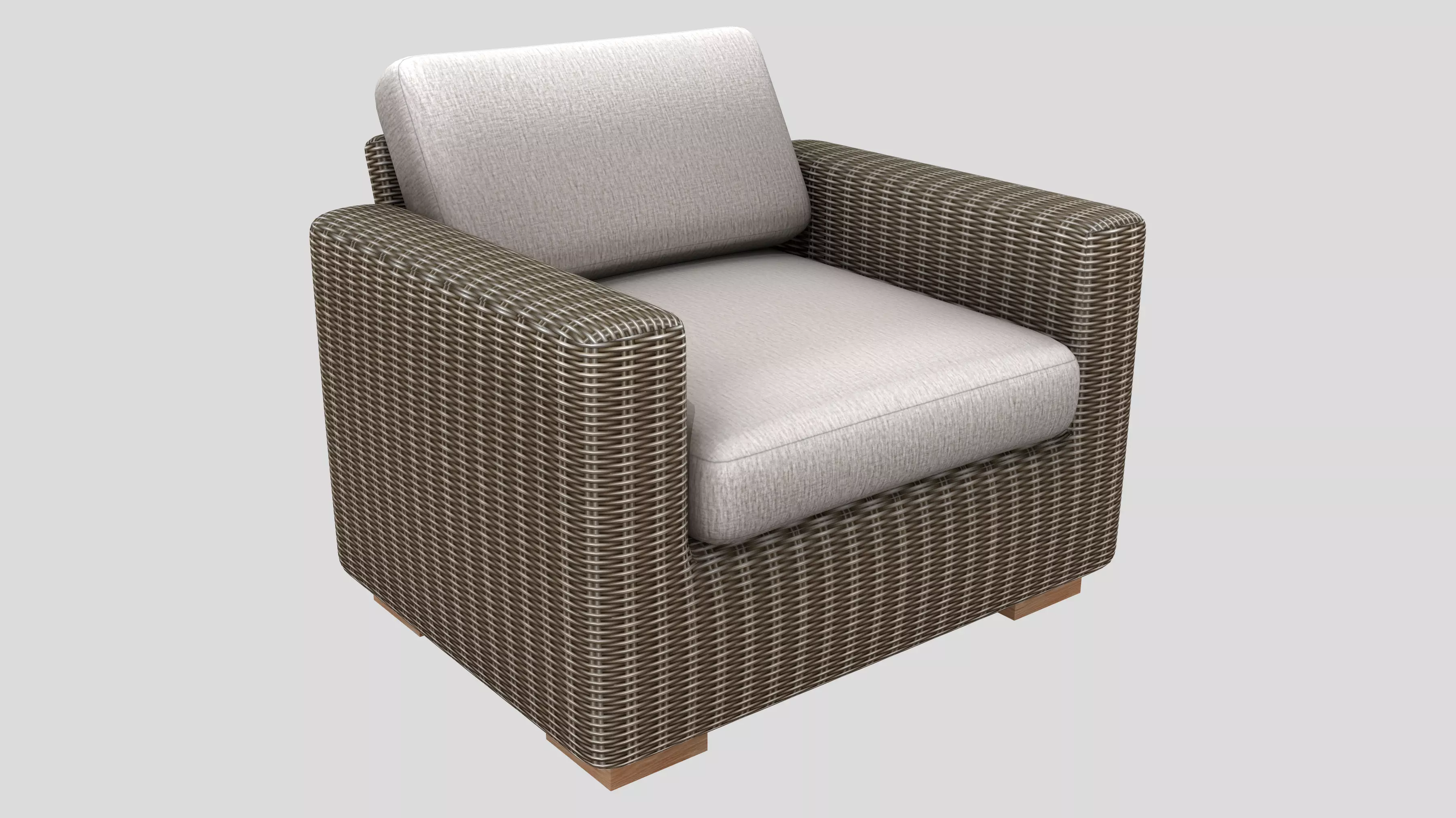 Outdoor Rattan Armchair Low-poly 3D model_0