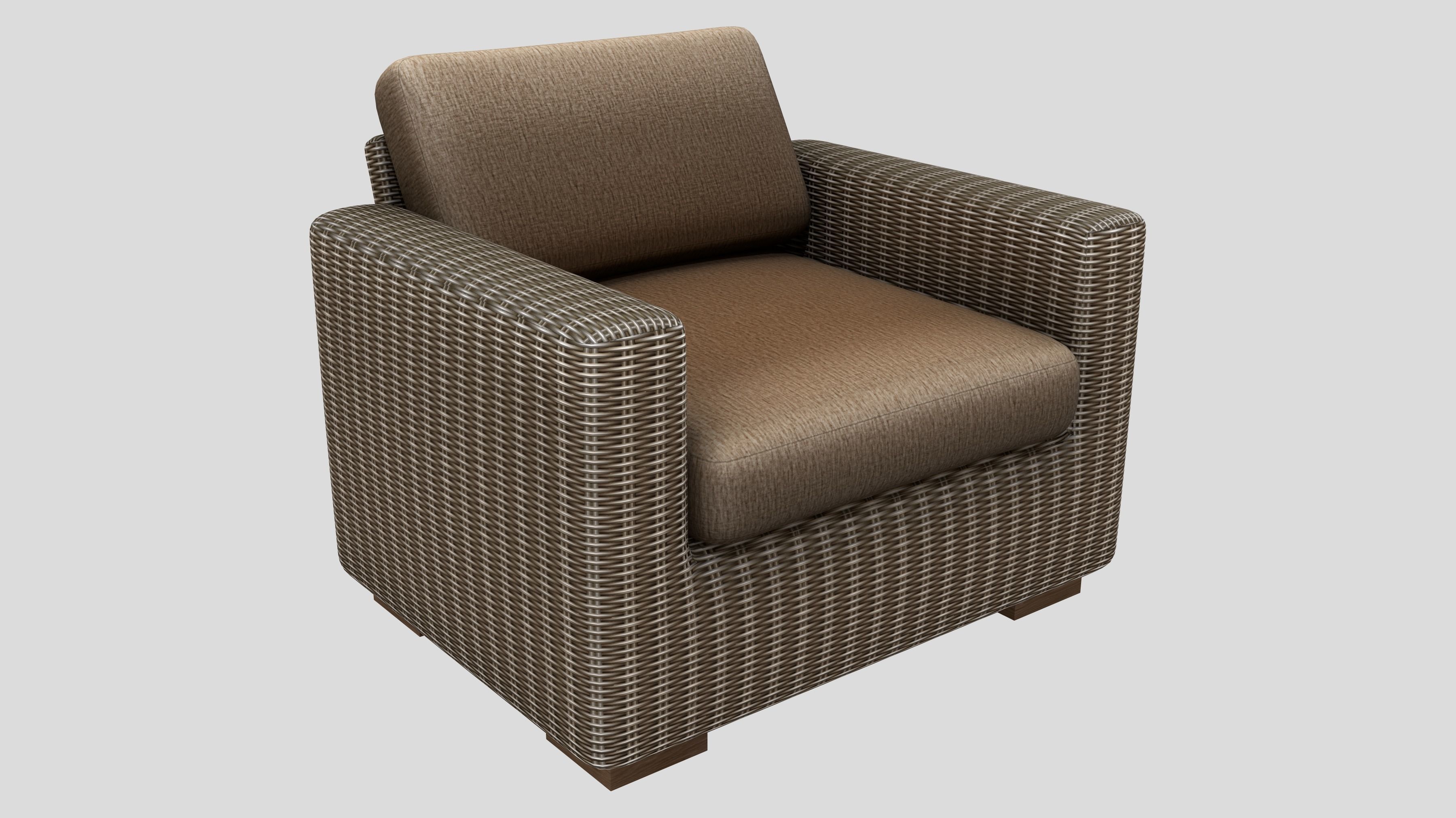 Outdoor Rattan Armchair Low-poly 3D model_2