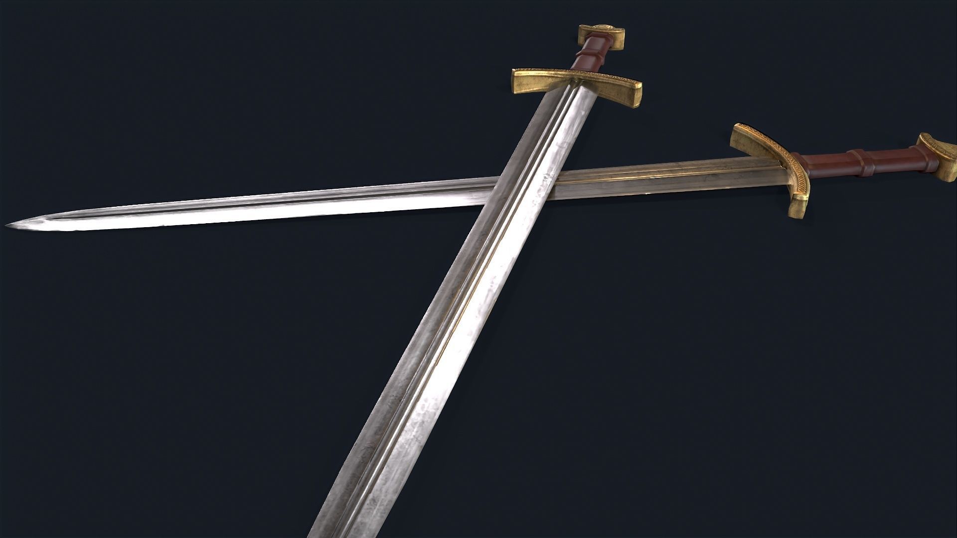 Medieval King Sword Low-poly 3D model_2