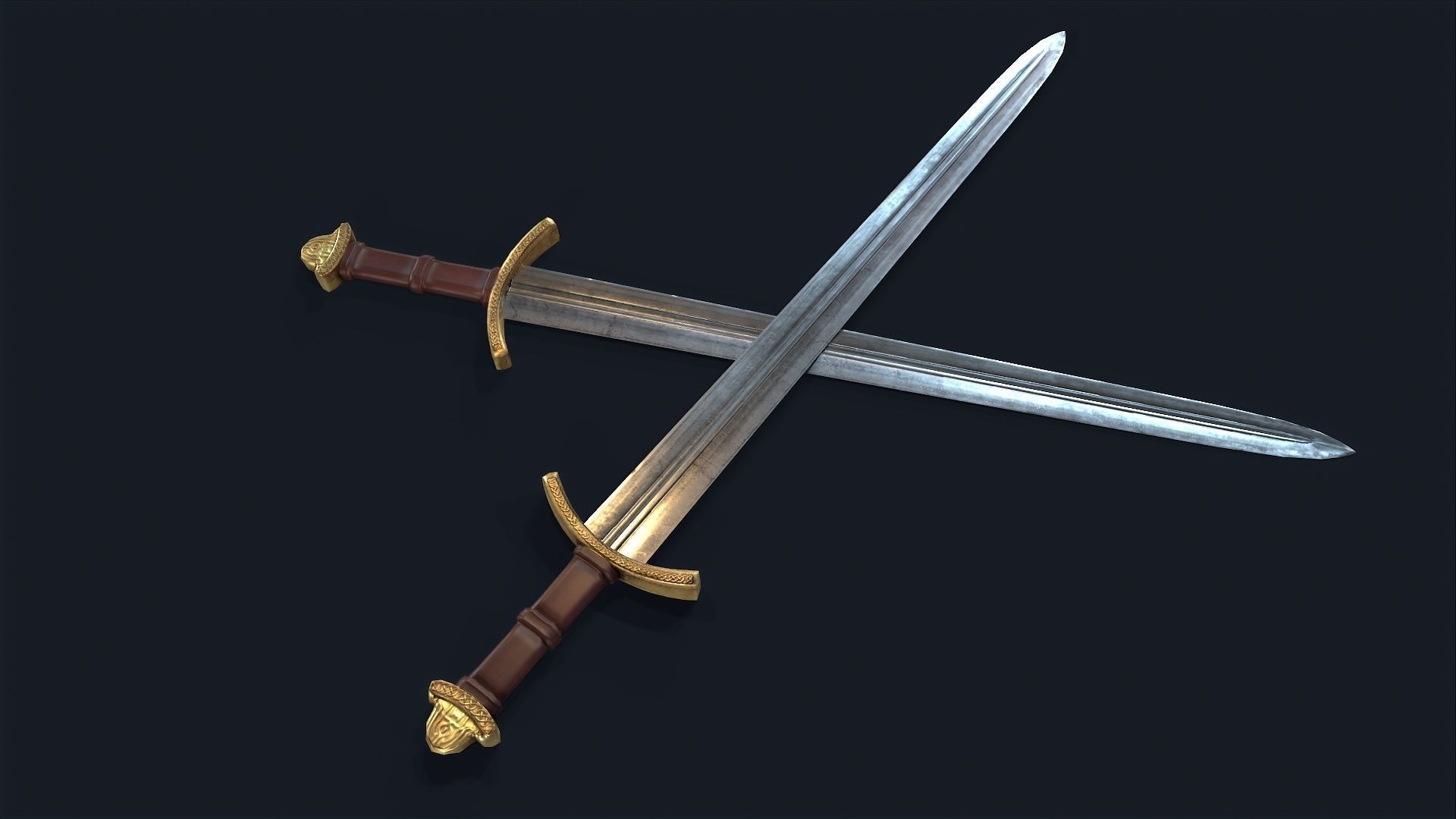 Medieval King Sword Low-poly 3D model_1