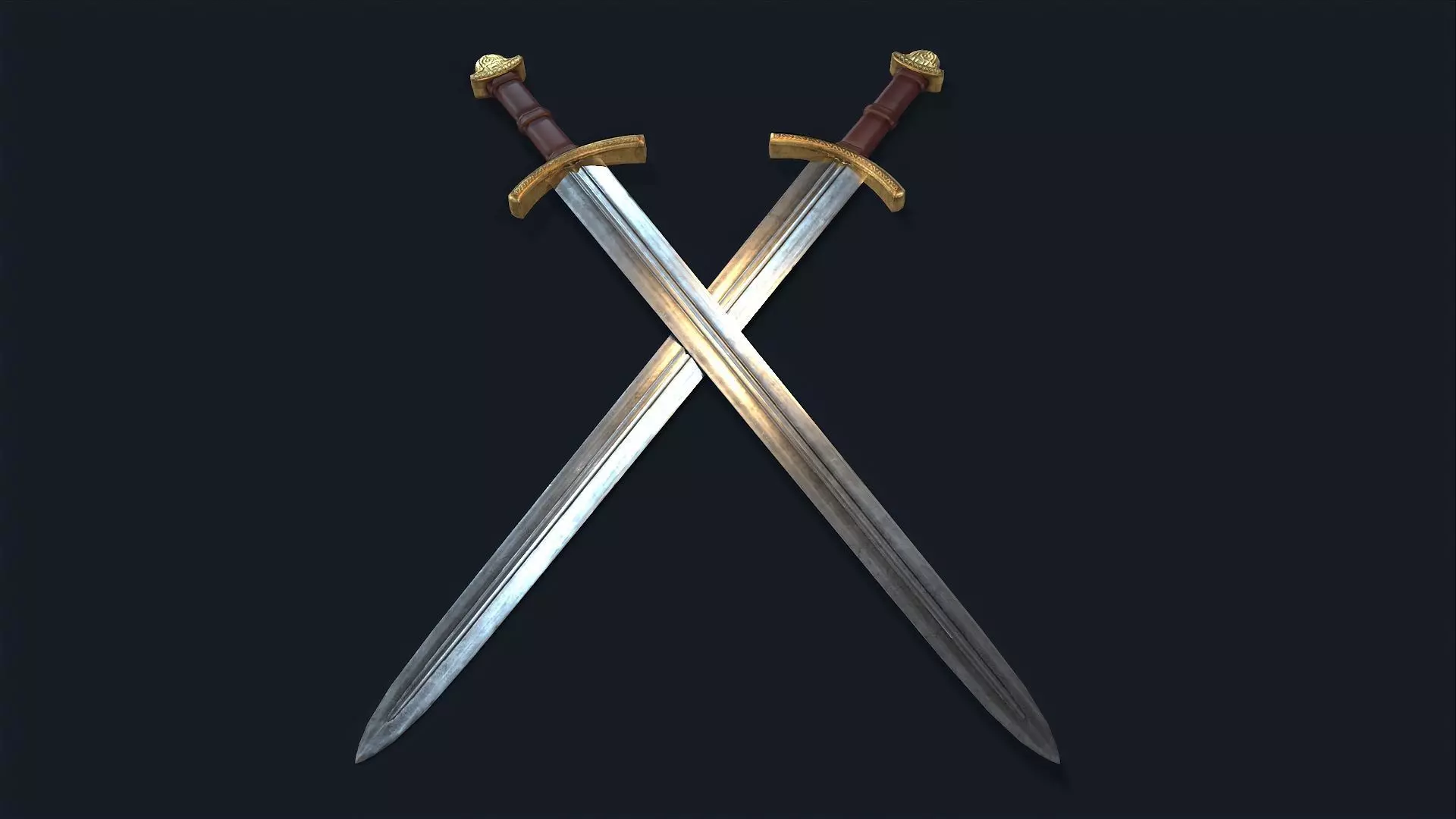 Medieval King Sword Low-poly 3D model_0