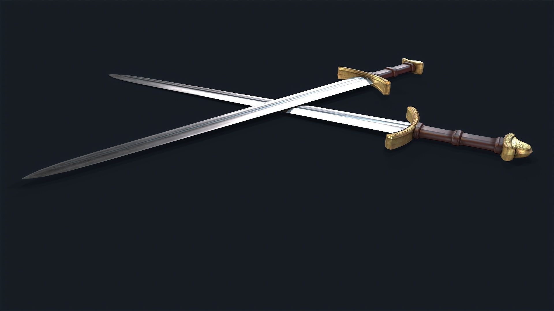Medieval King Sword Low-poly 3D model_4