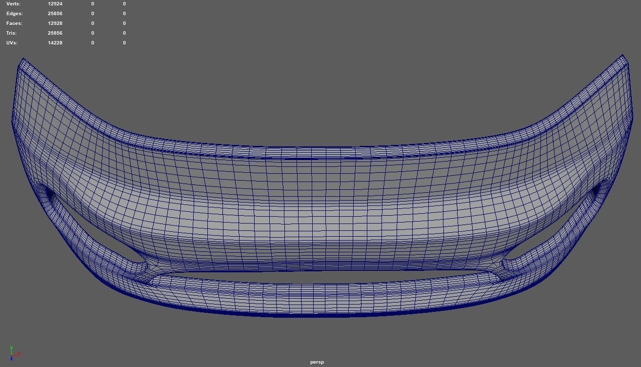 Front Bumper Custom 02 Low-poly 3D model_10