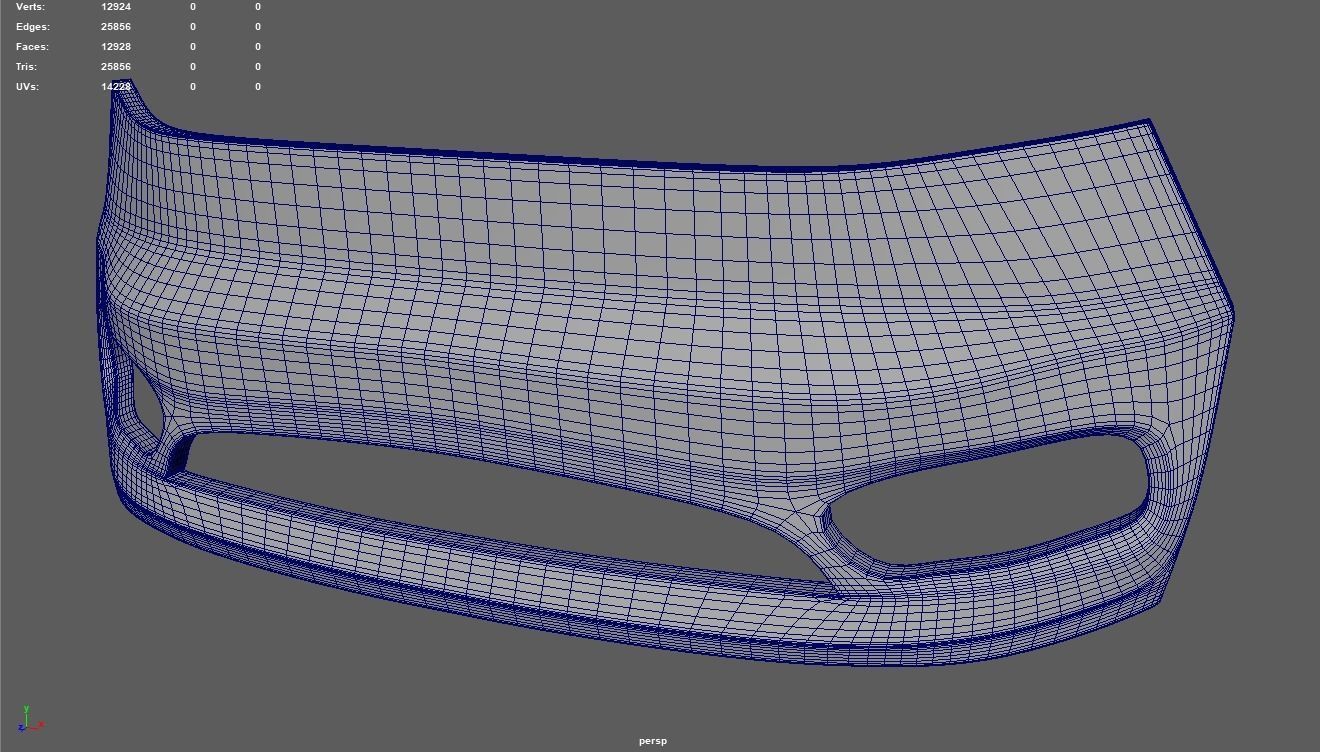 Front Bumper Custom 02 Low-poly 3D model_6