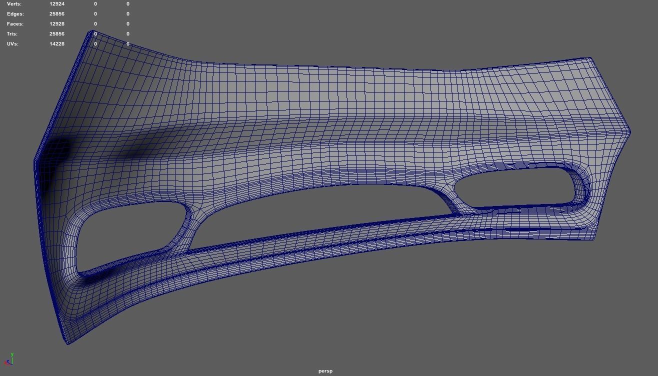 Front Bumper Custom 02 Low-poly 3D model_8