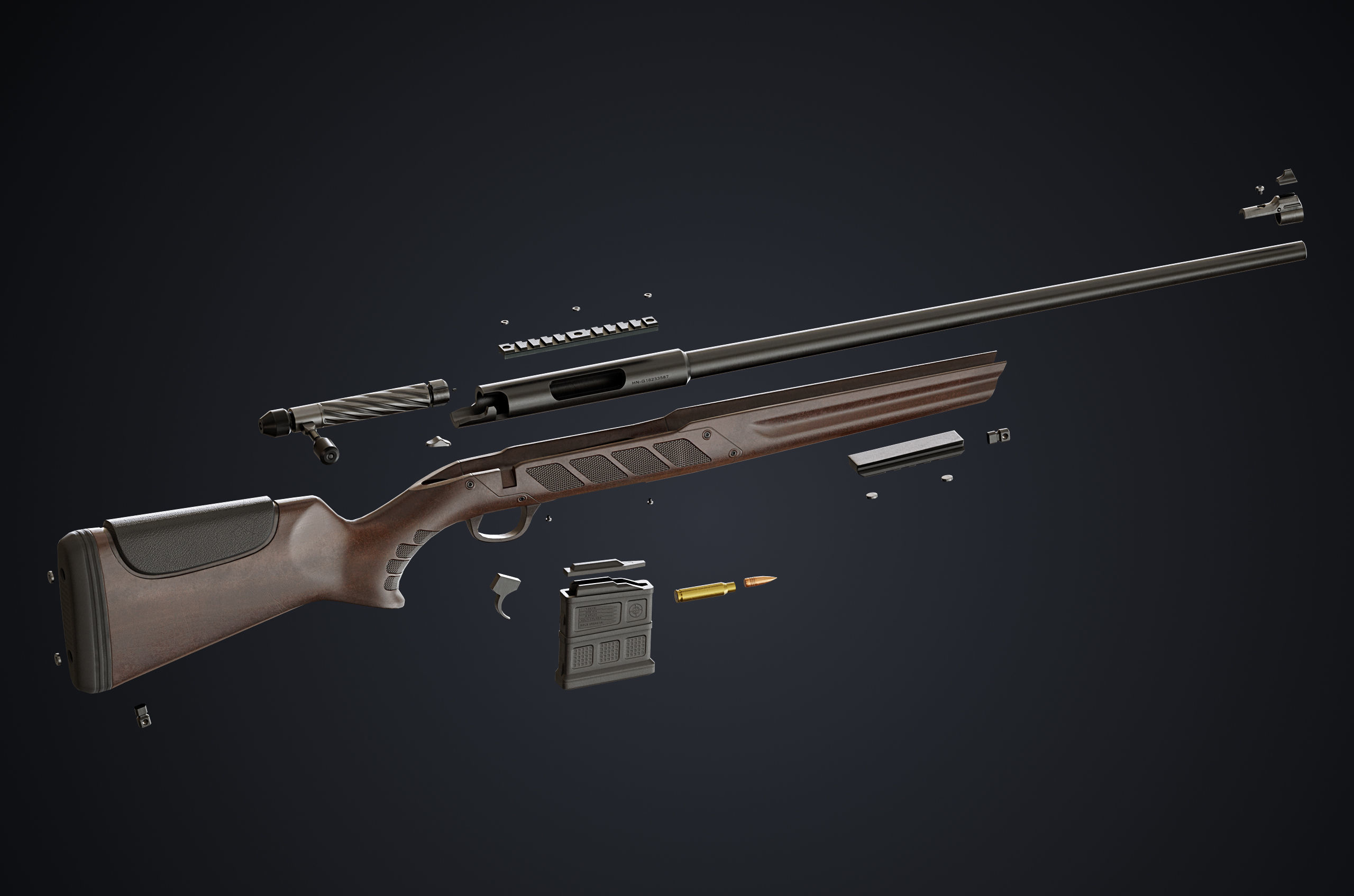 Hunting Rifle GameReady v2 Low-poly 3D model_11