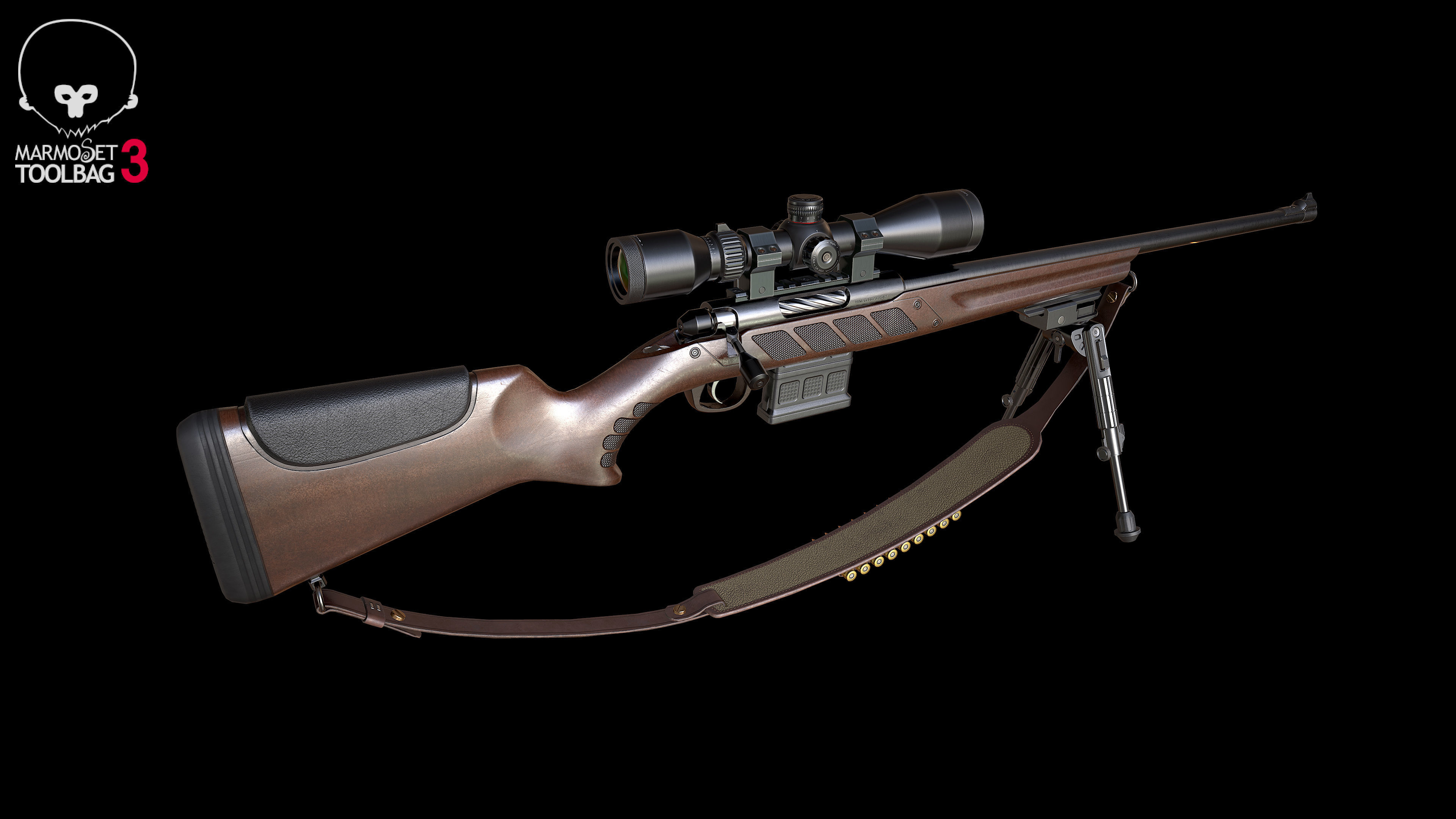 Hunting Rifle GameReady v2 Low-poly 3D model_19