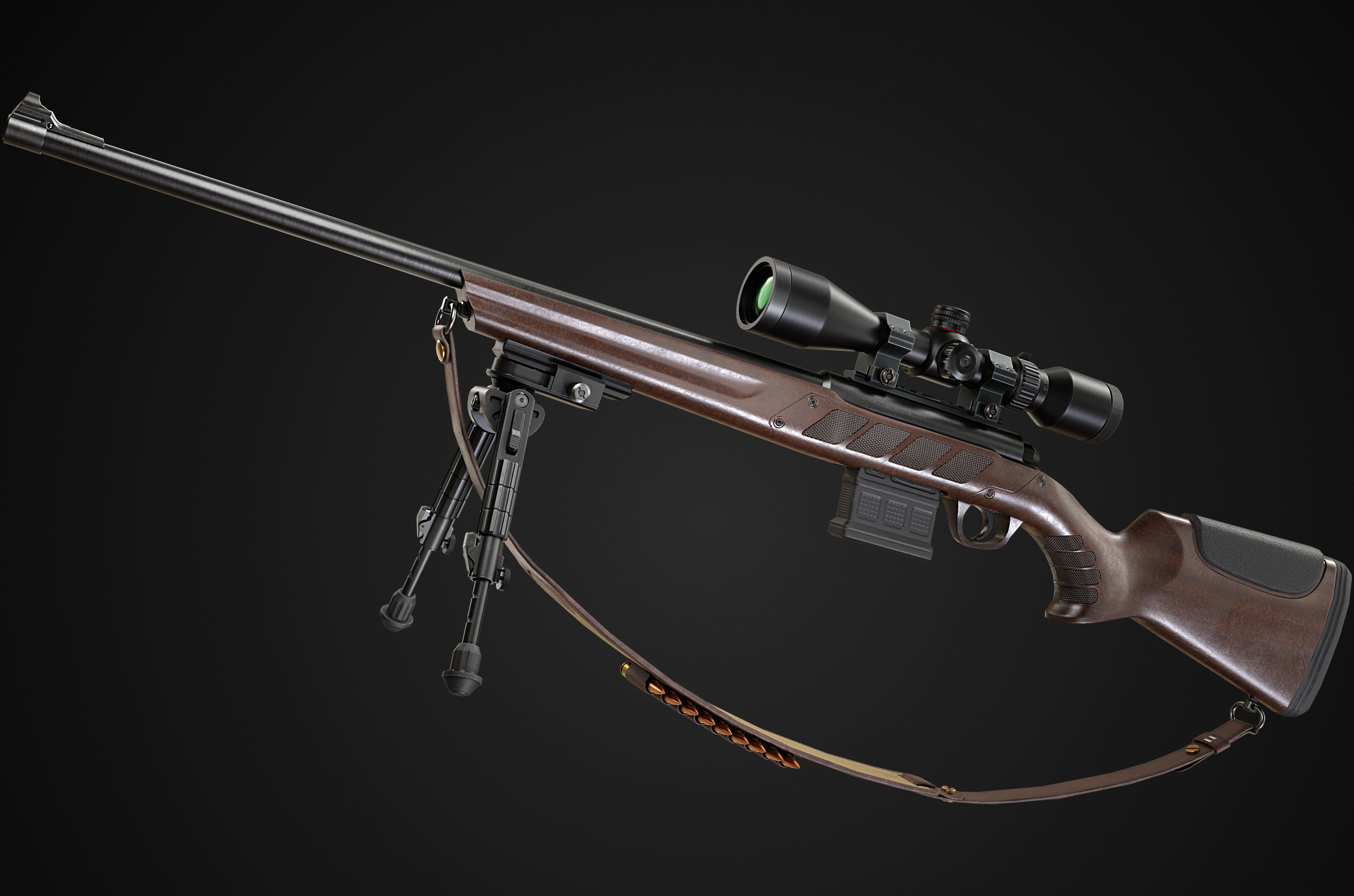 Hunting Rifle GameReady v2 Low-poly 3D model_5