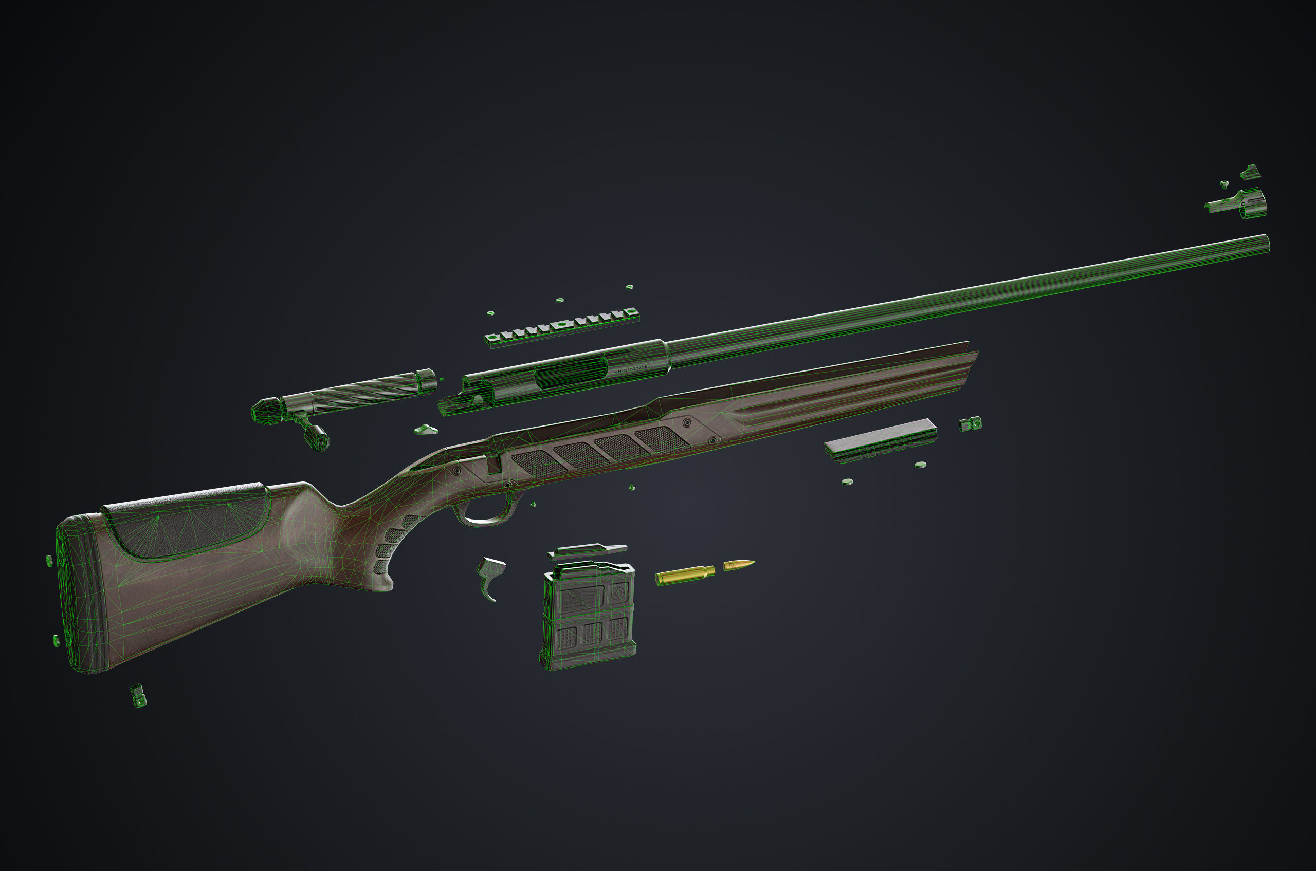 Hunting Rifle GameReady v2 Low-poly 3D model_12