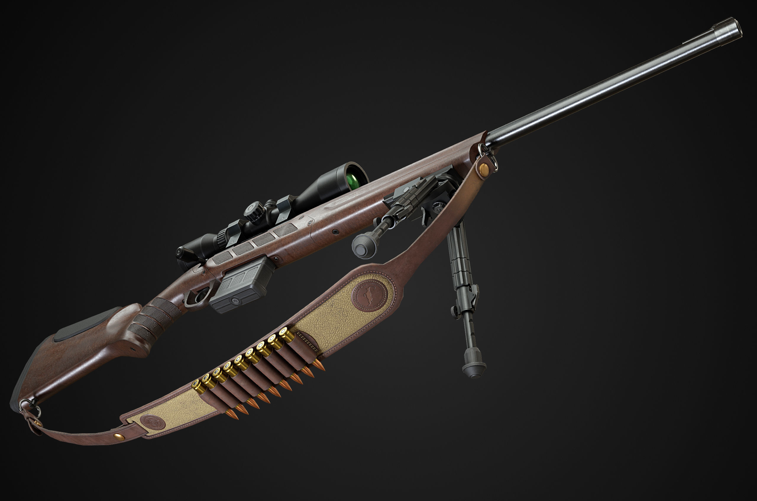 Hunting Rifle GameReady v2 Low-poly 3D model_3