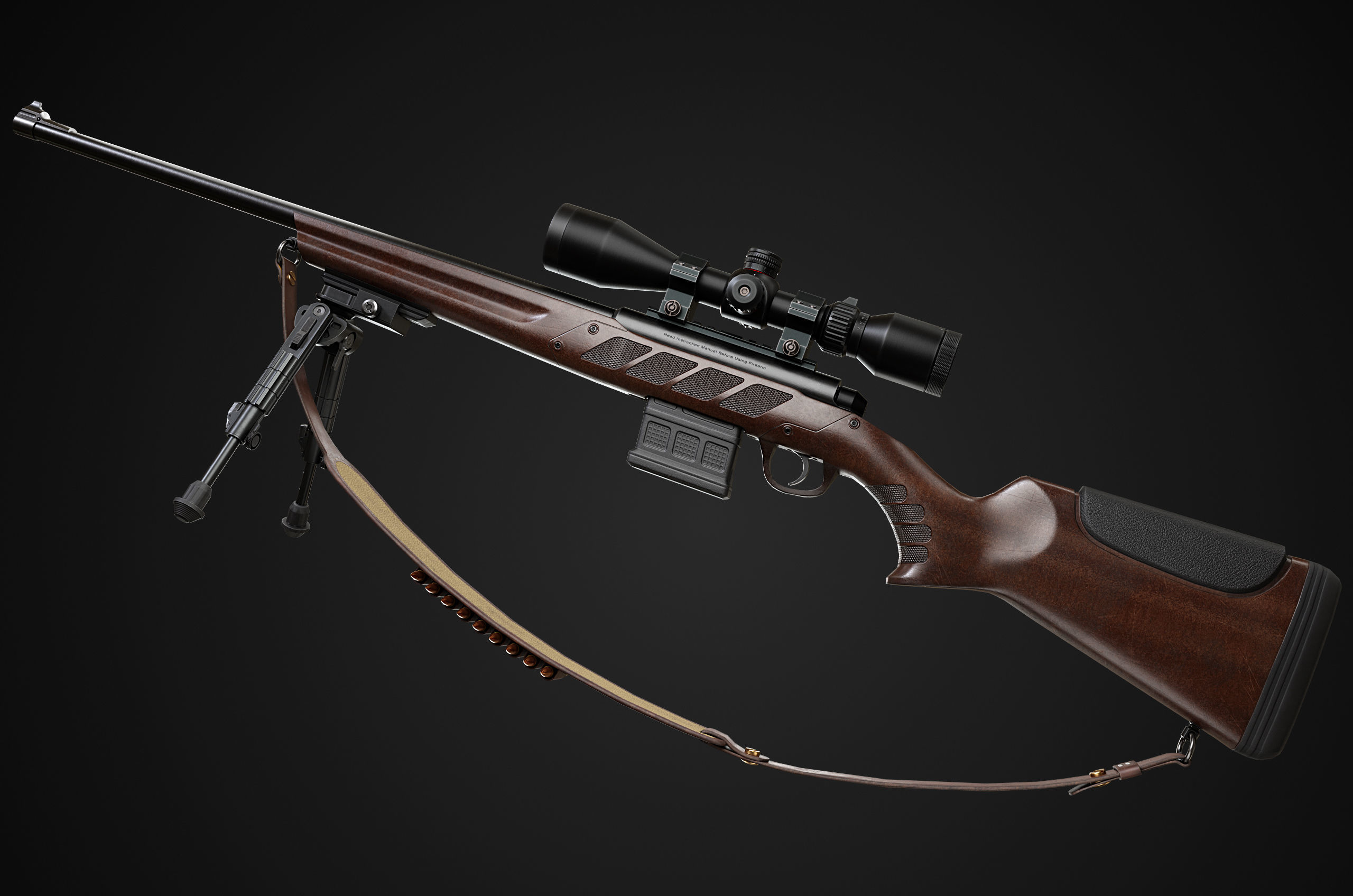 Hunting Rifle GameReady v2 Low-poly 3D model_4