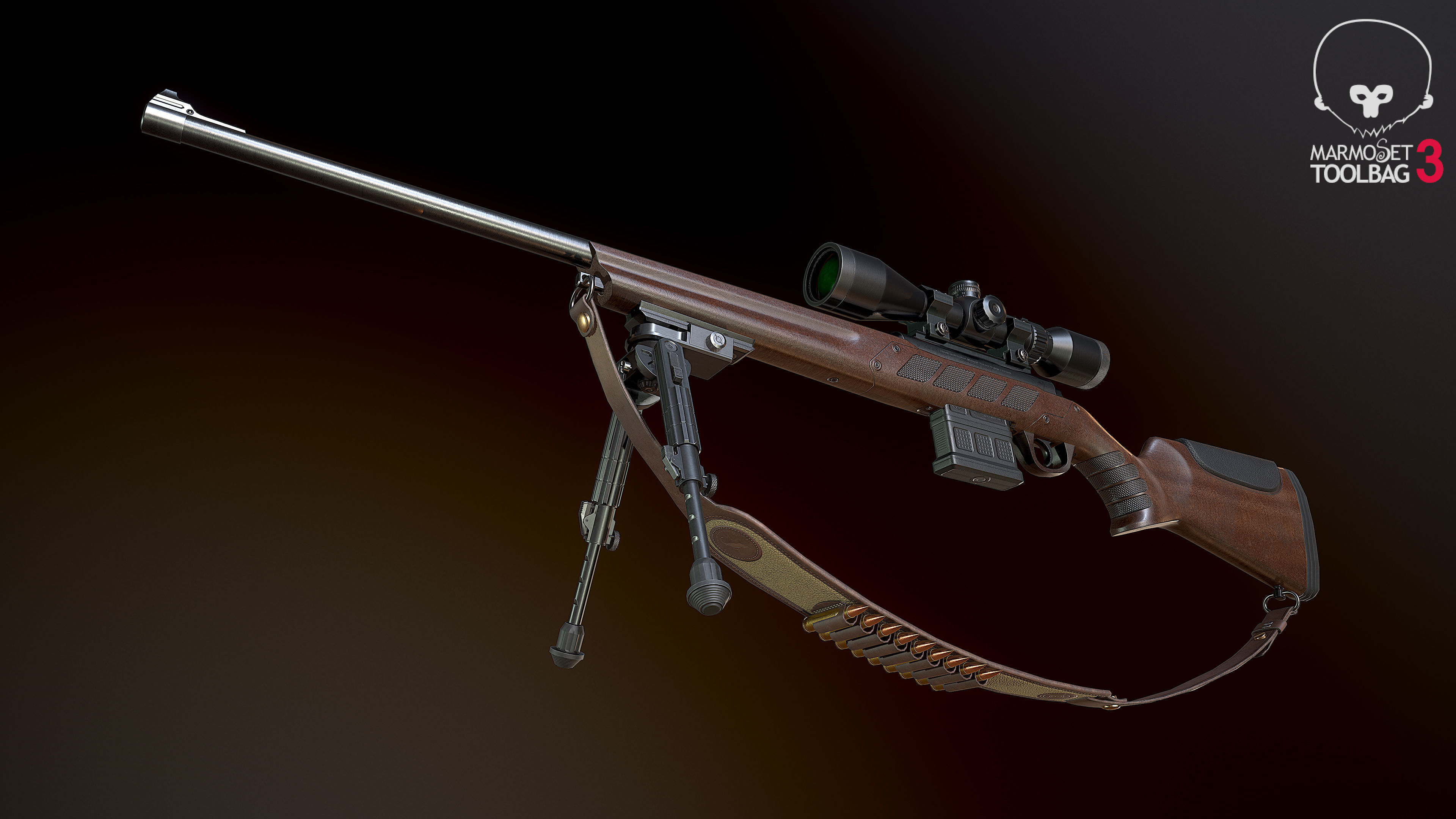 Hunting Rifle GameReady v2 Low-poly 3D model_20