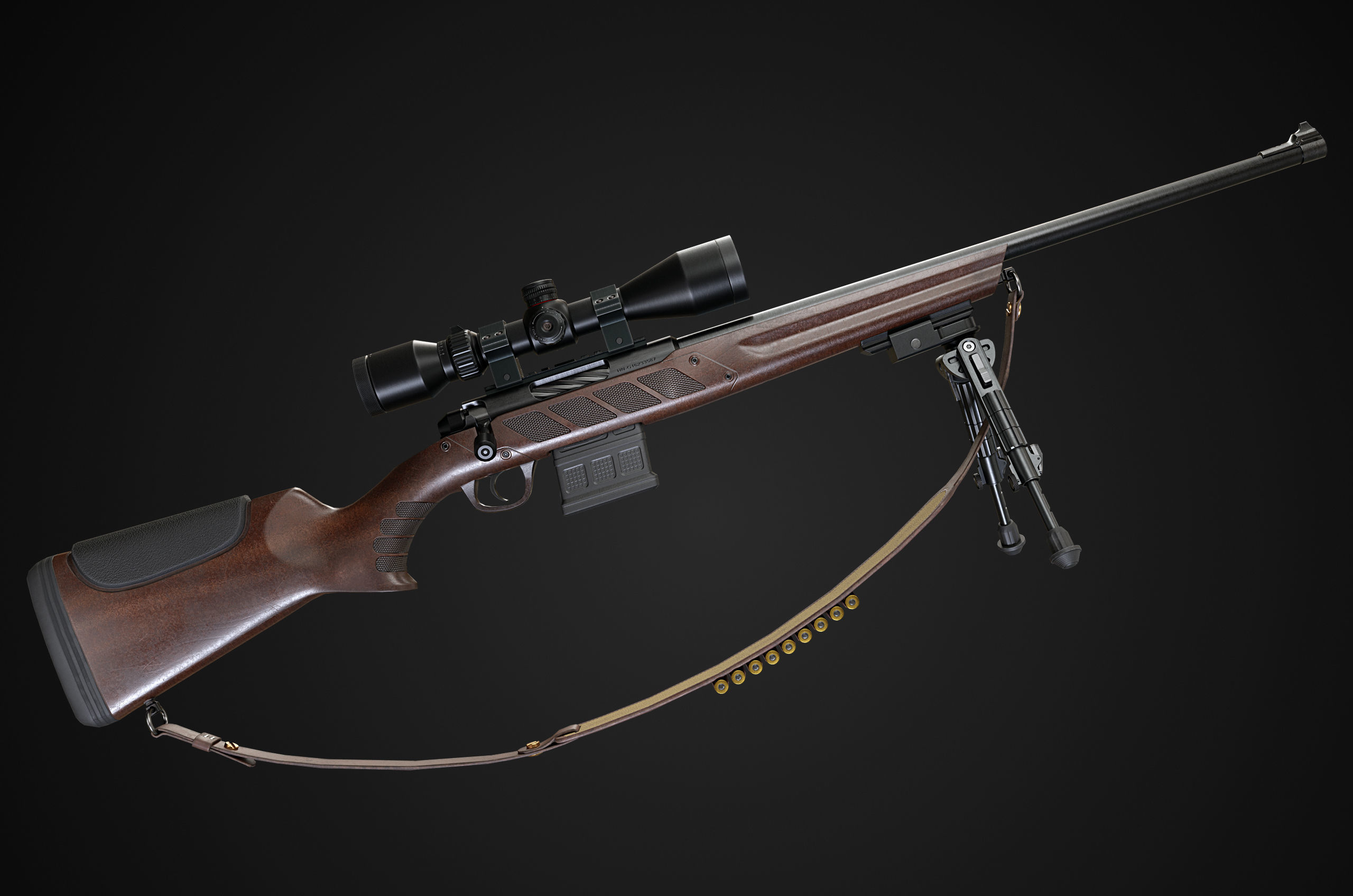 Hunting Rifle GameReady v2 Low-poly 3D model_1