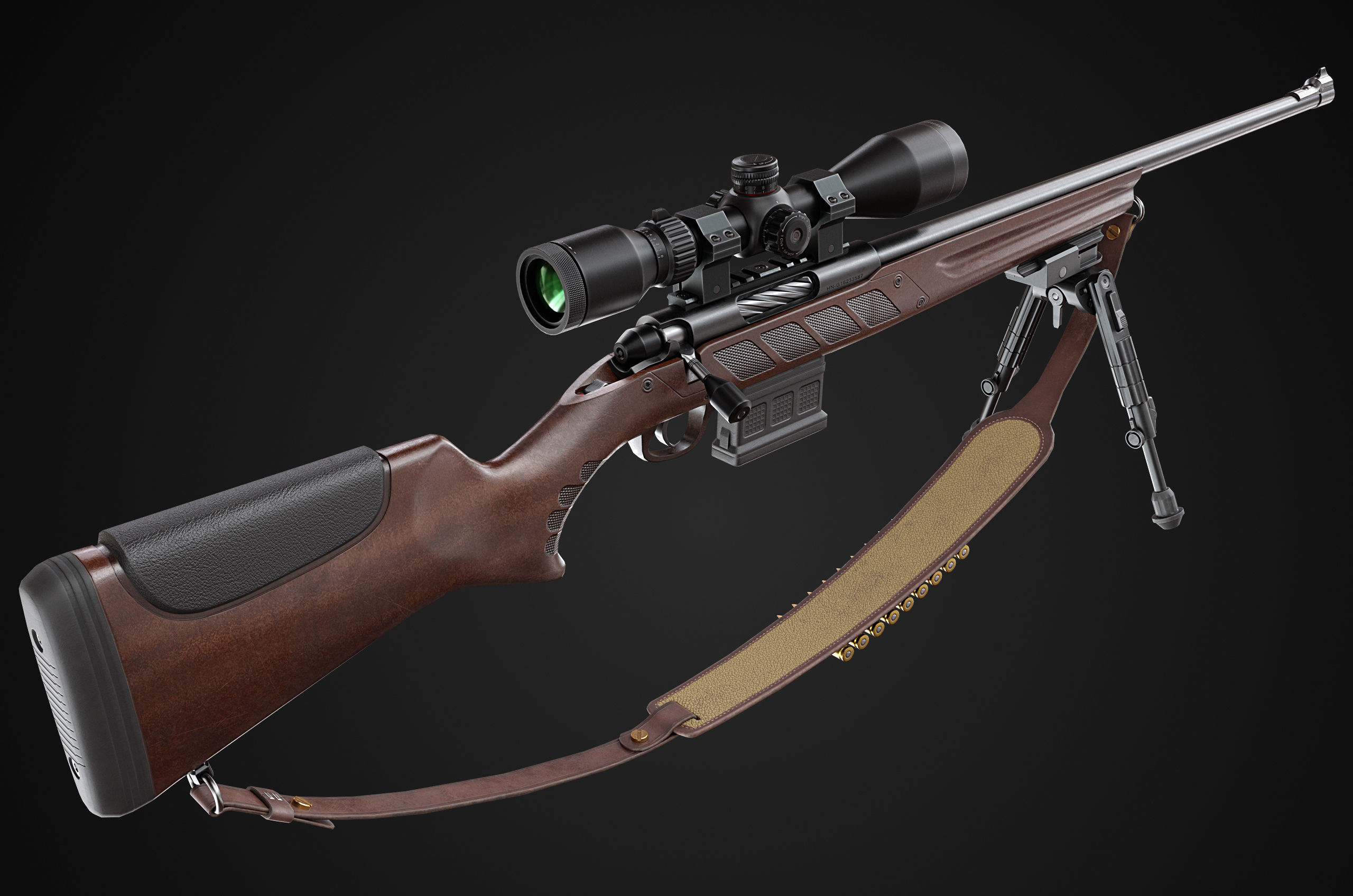 Hunting Rifle GameReady v2 Low-poly 3D model_2