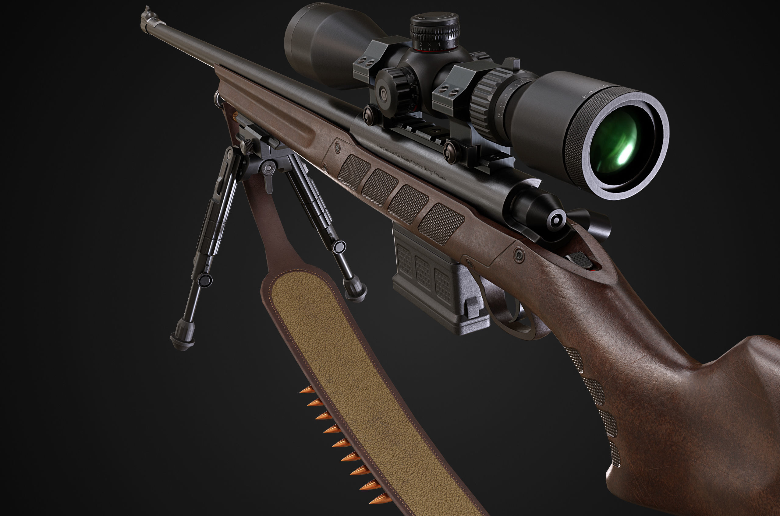 Hunting Rifle GameReady v2 Low-poly 3D model_6