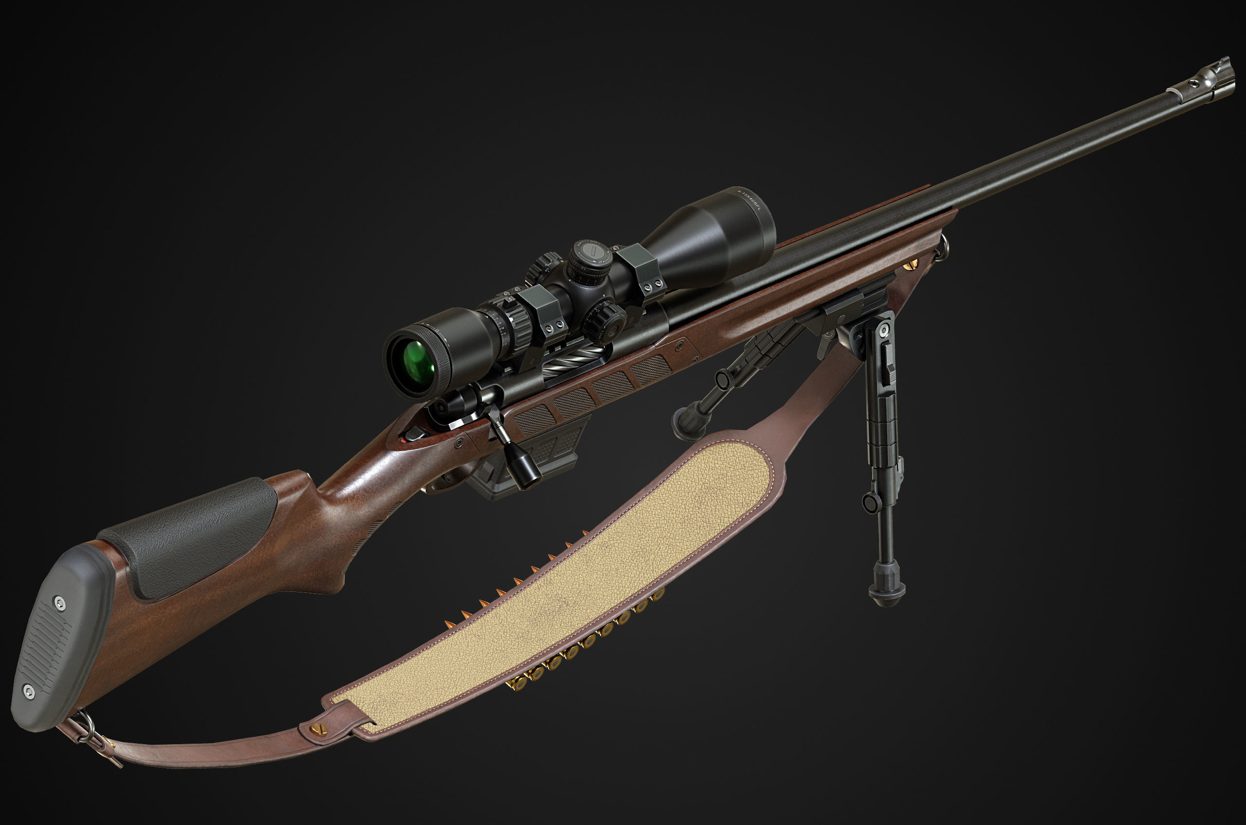 Hunting Rifle GameReady v2 Low-poly 3D model_7