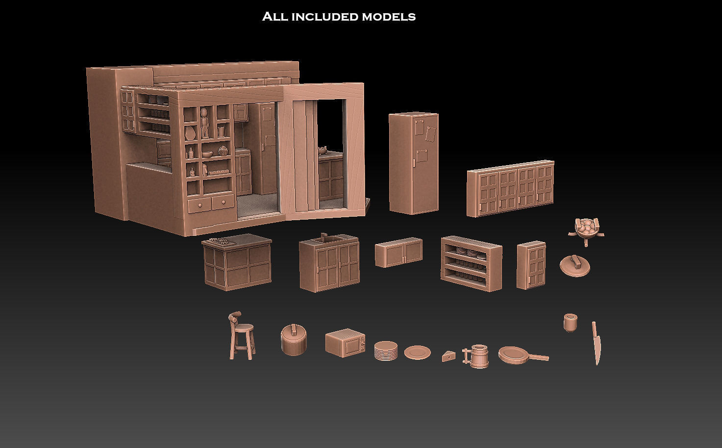 Kitchen Set microwave 3D print model_2