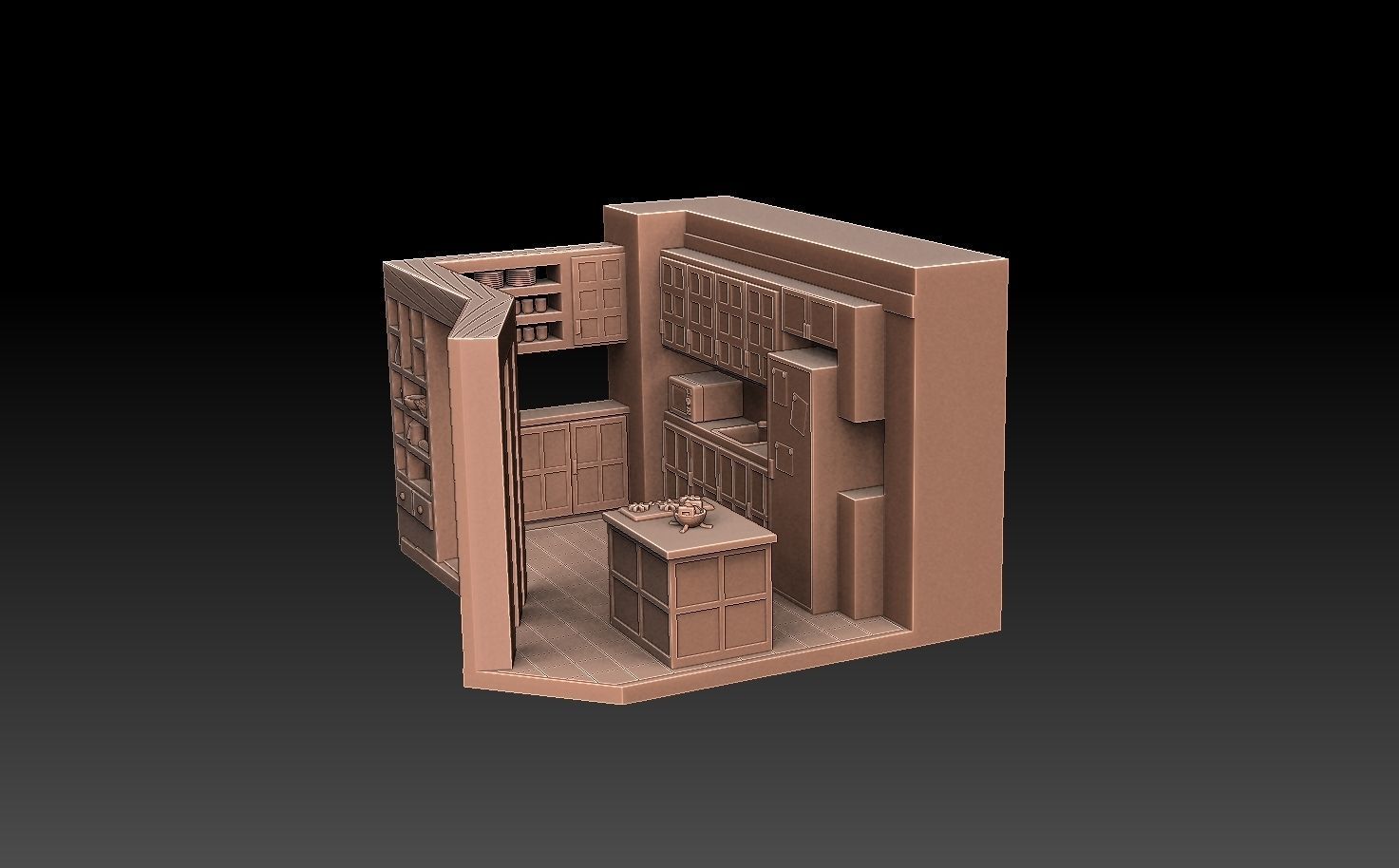 Kitchen Set microwave 3D print model_6
