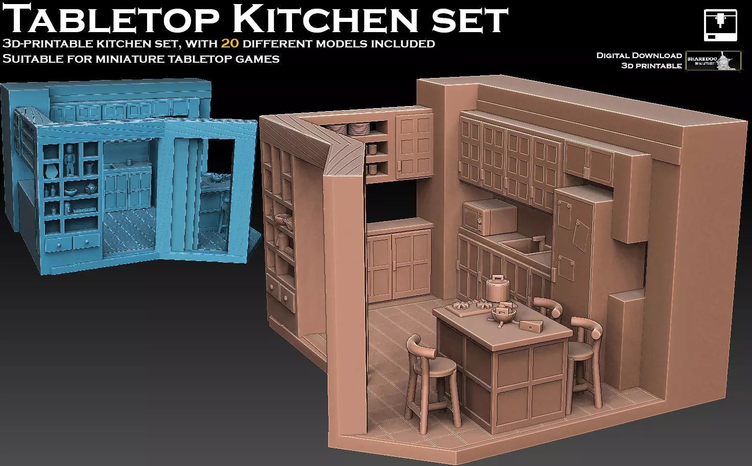 Kitchen Set microwave 3D print model_0