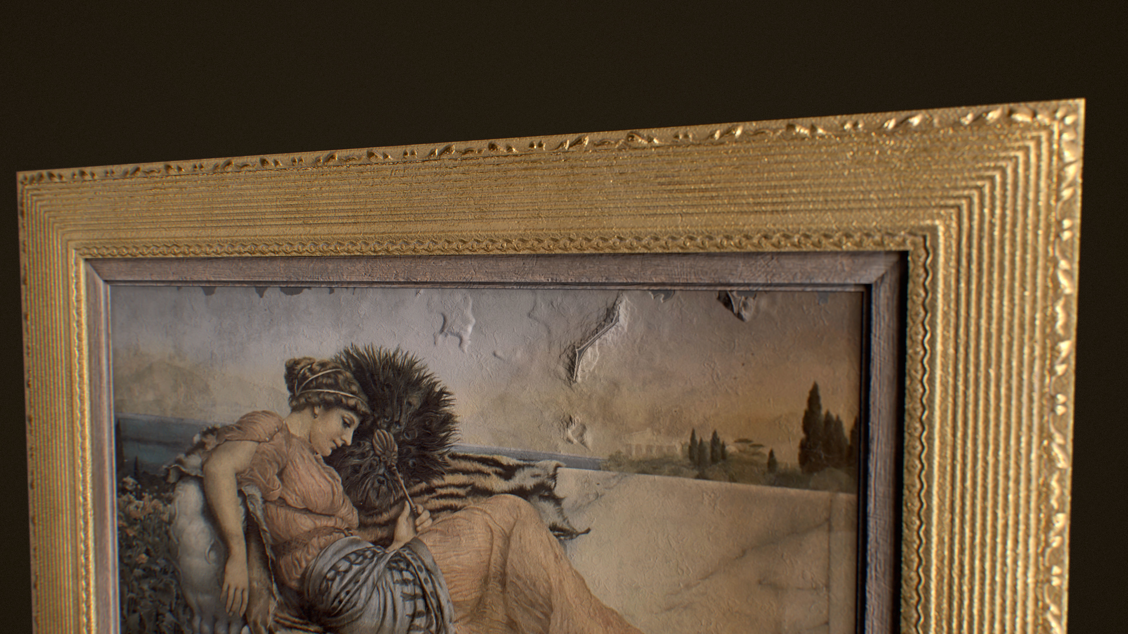 Victorian Framed Painting Low-poly 3D model_7