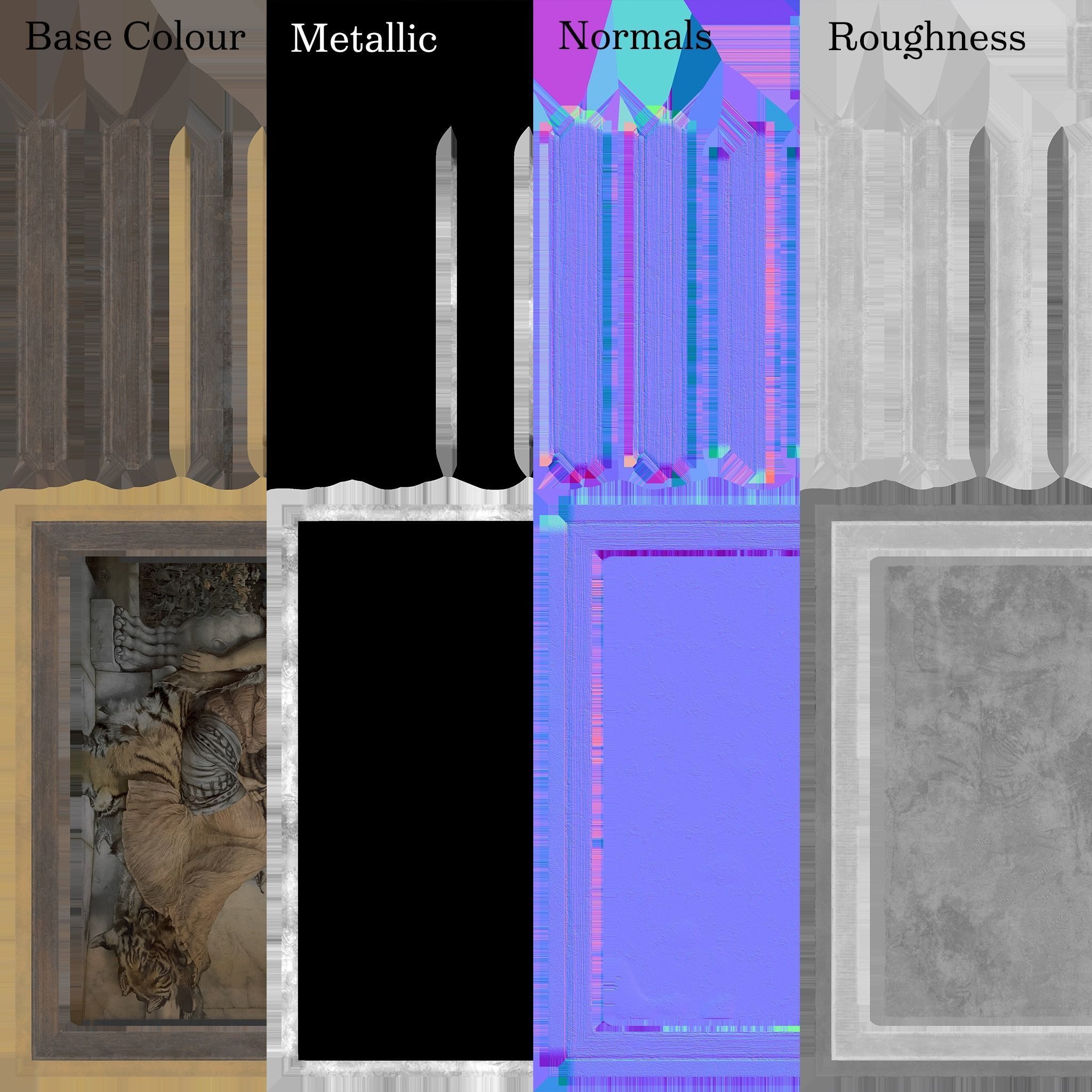 Victorian Framed Painting Low-poly 3D model_12