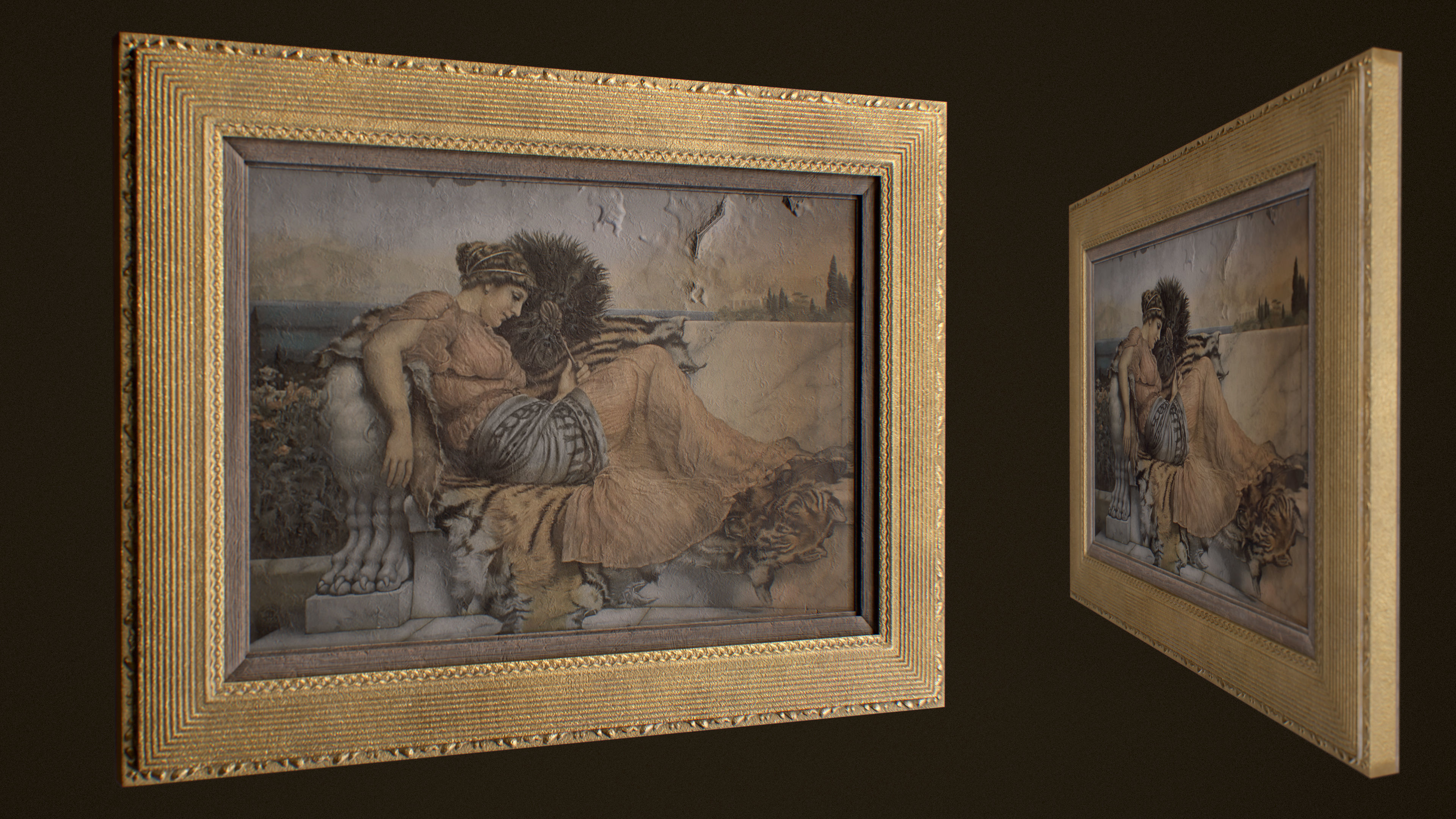 Victorian Framed Painting Low-poly 3D model_9
